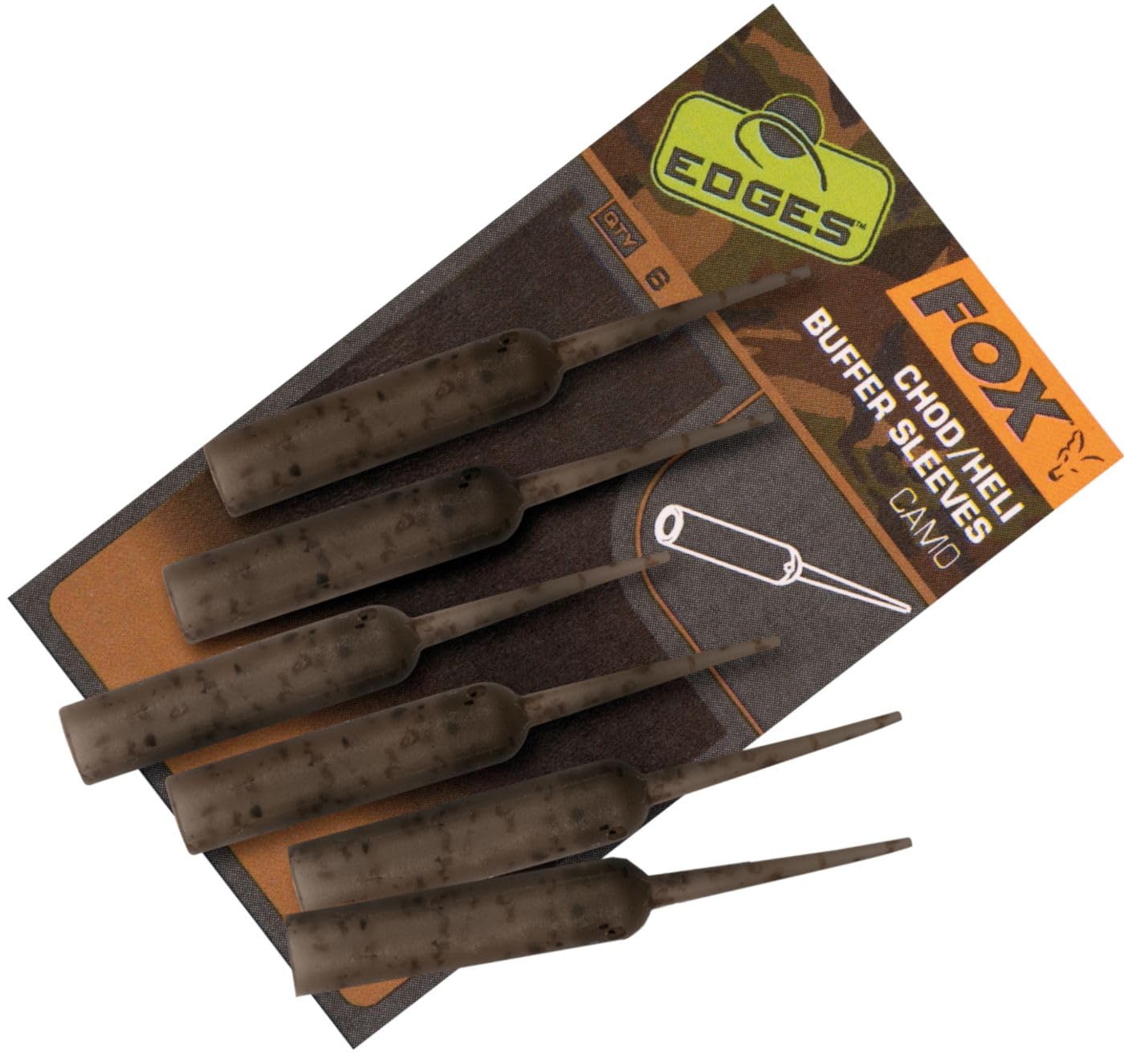 FOX Carp Fishing Terminal Tackle Edges Camo Naked Chod Heli Buffer Sleeves pack of 8 perfect for Chod and Helicopter rigs