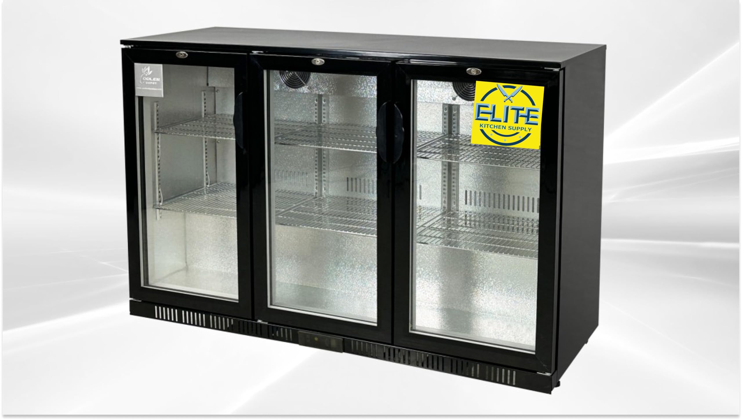 Commercial Back Bar Beer Cooler, ETL 3 Glass Door Beverage Display Refrigerator, Restaurant Upright under counter Stainless Steel Fridge Merchandiser, LED Lighting 53
