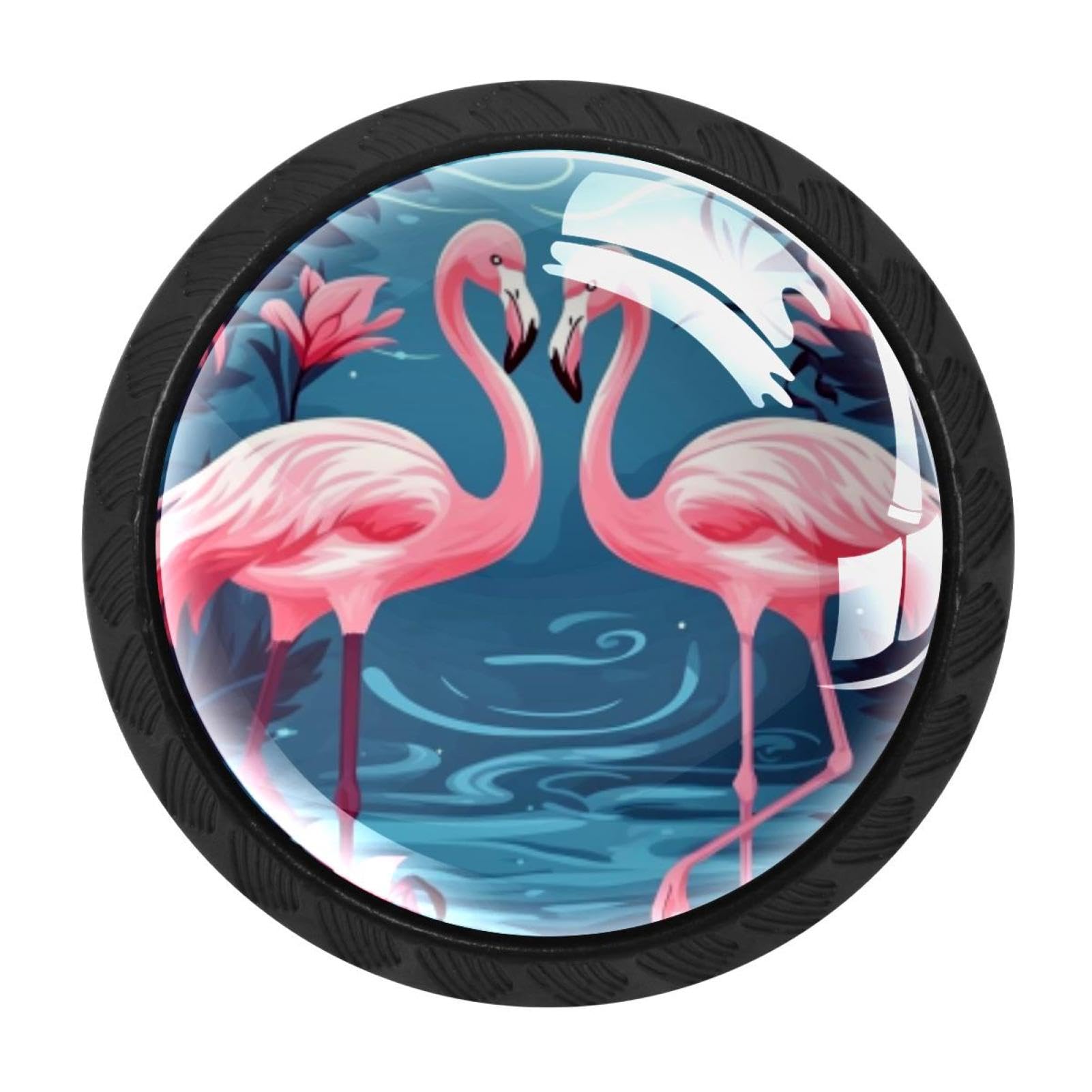 Chenzzzz Multicolored 07 4 Pack Black Flamingo Rainforest Cabinet Pulls With Screws, Kitchen Cabinet Knobs Hardware