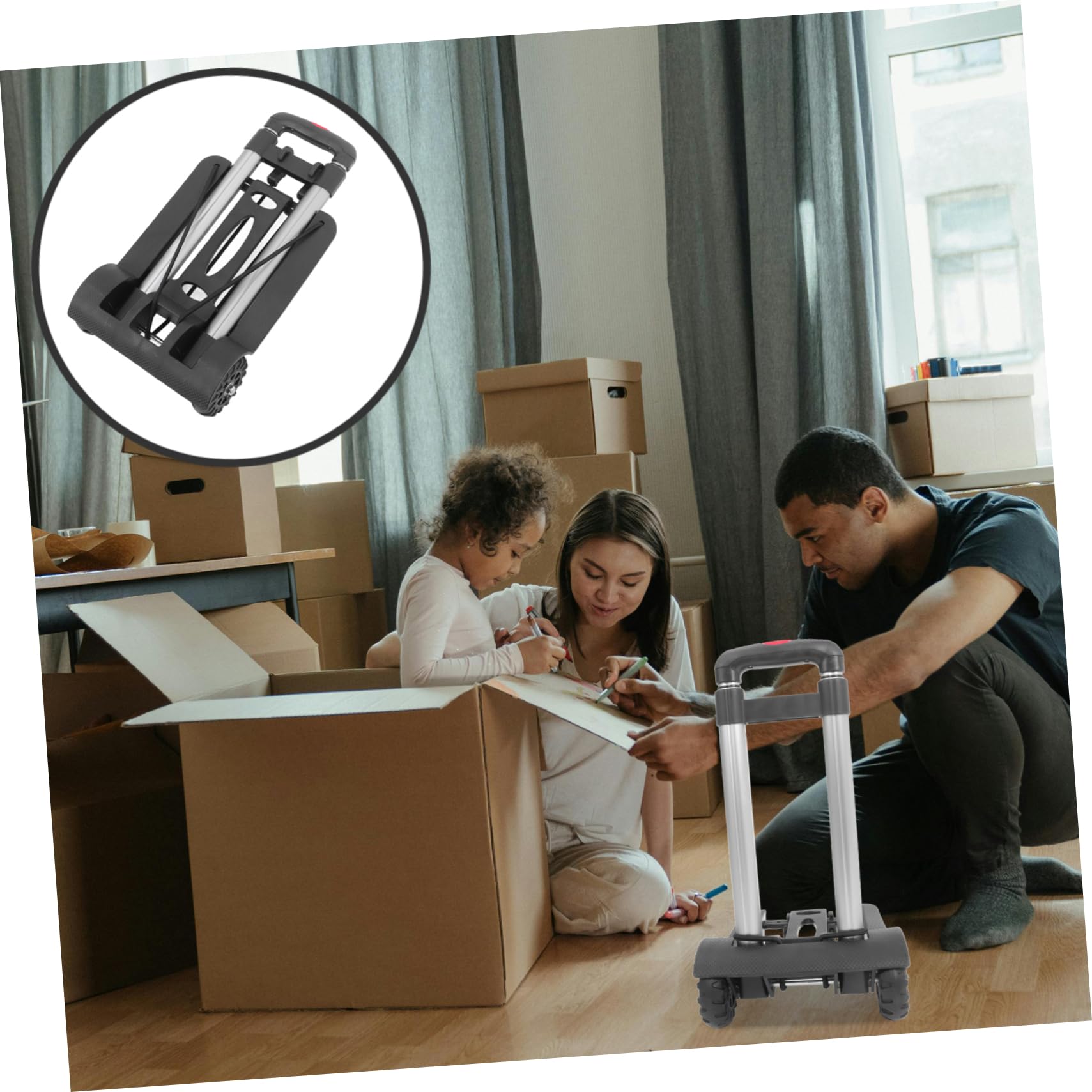 Alipis Carrello Pieghevole Portatile Ruote Resistenti Struttura in Lega di Alluminio e Plastica con Manico Telescopico Regolabile per Casa e Viaggio