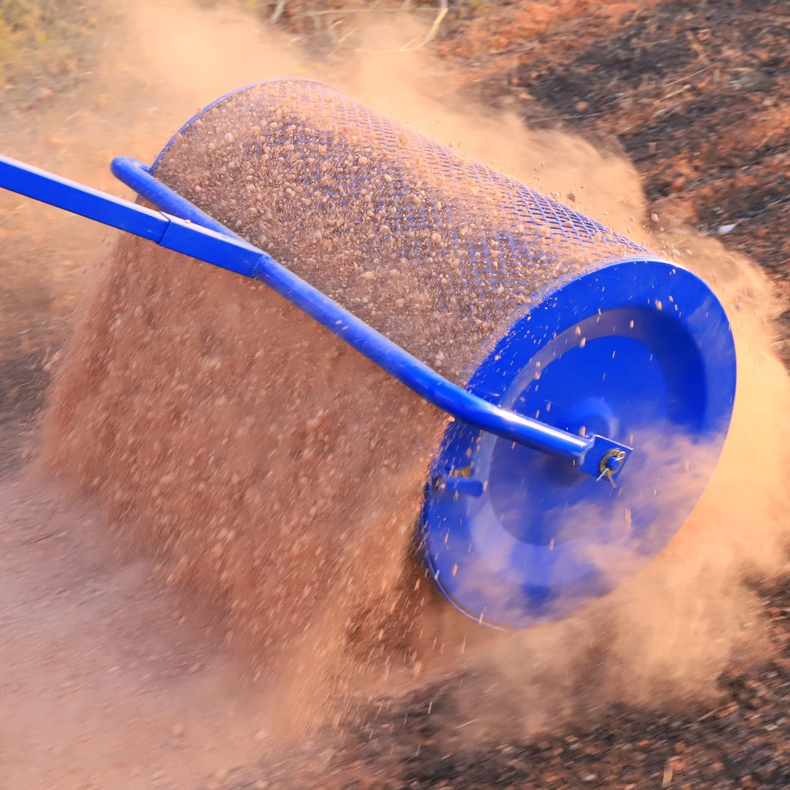 Spandiconcime per prato/giardino, spandiconcime per torba e compost, rullo per topdressing con cestello in rete metallica da 24" con maniglia a forma di T di aggiornamento per topdressing, compost,