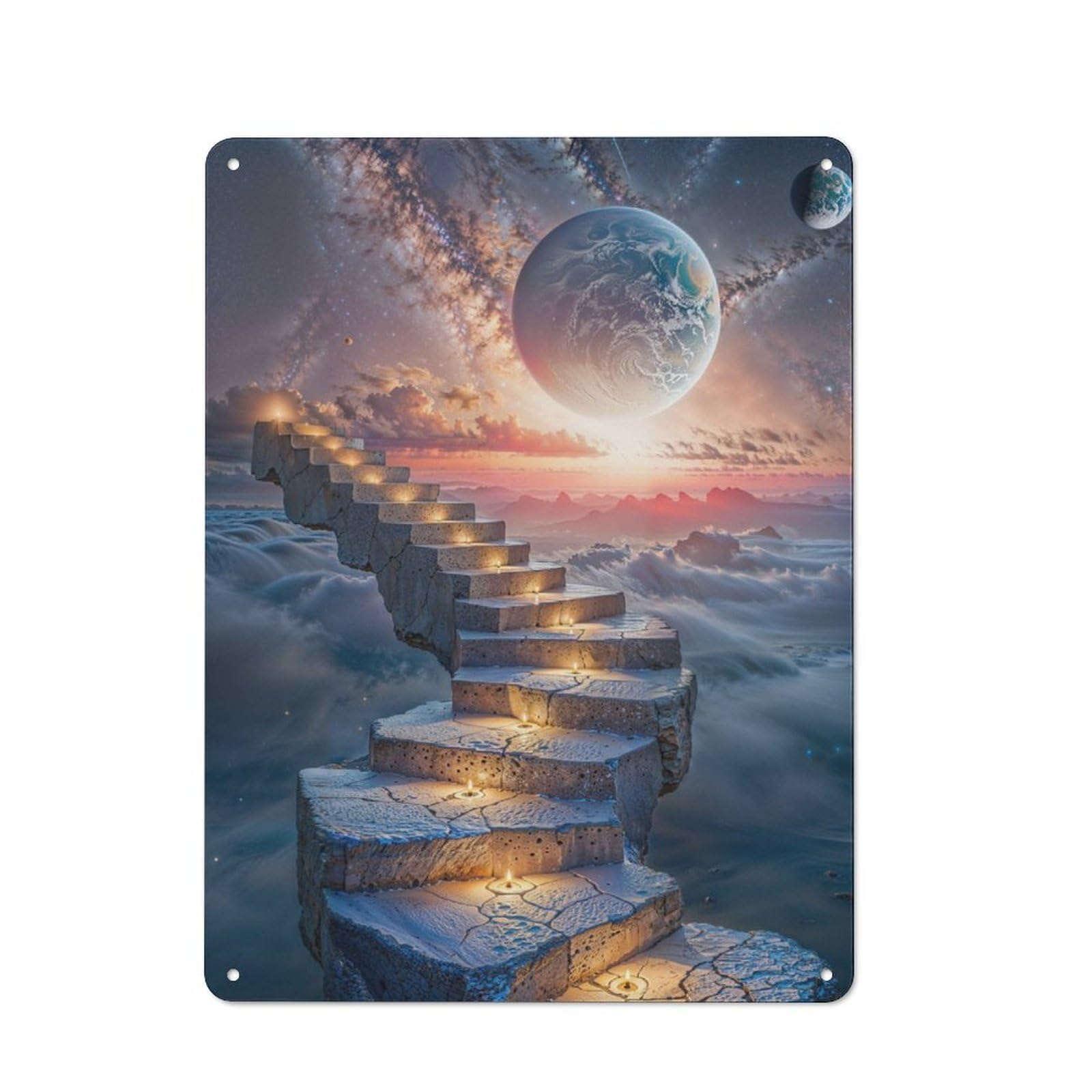 Junmoney Celestial Stairway Vintage Tin Sign 40X30cm With For Home Office Or Studio, For Home Office Decor Fans Refreshing A Room In Autumn