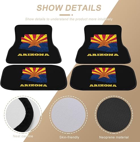 Miniatura 5 de Bandera de Arizona mapa impreso 4 piezas coche piso alfombras automotriz delanterotrasero alfombra protectora almohadilla interior accesorios