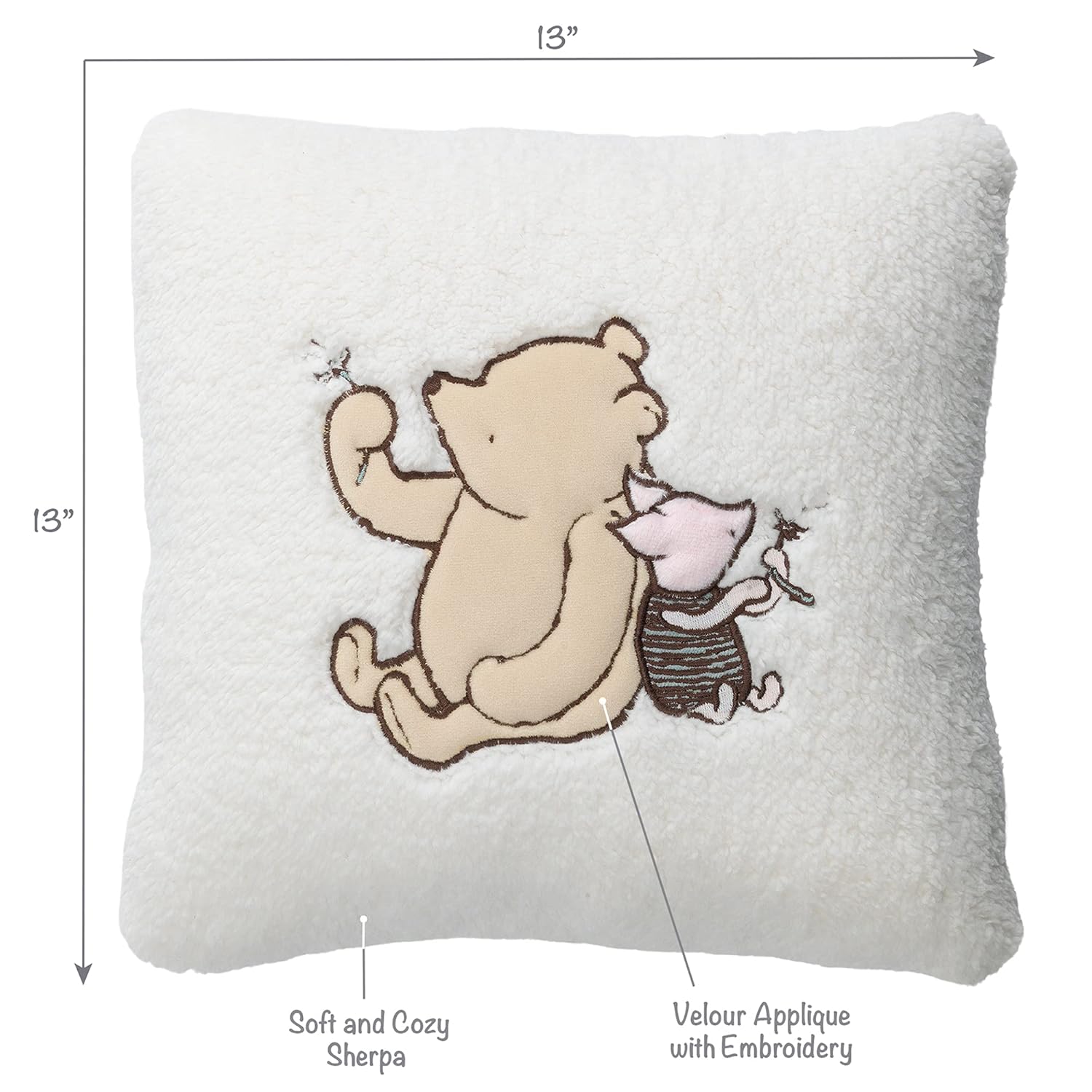 Lambs & Ivy Storytime Pooh Soft Sherpa Nursery Throw Pillow - Cream : Baby