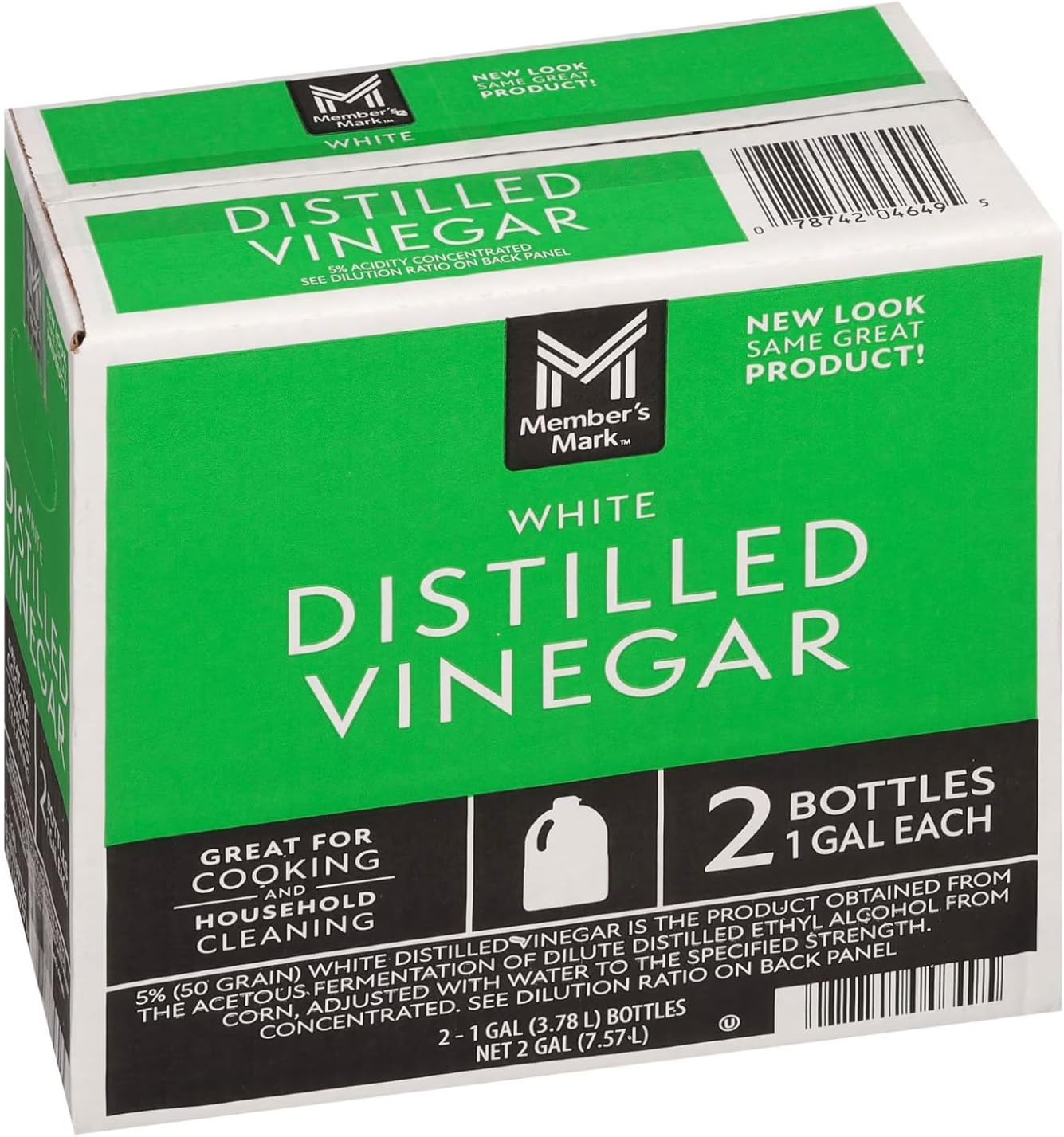 2 Pack Distilled White Vinegar Jug, Total 2 gal