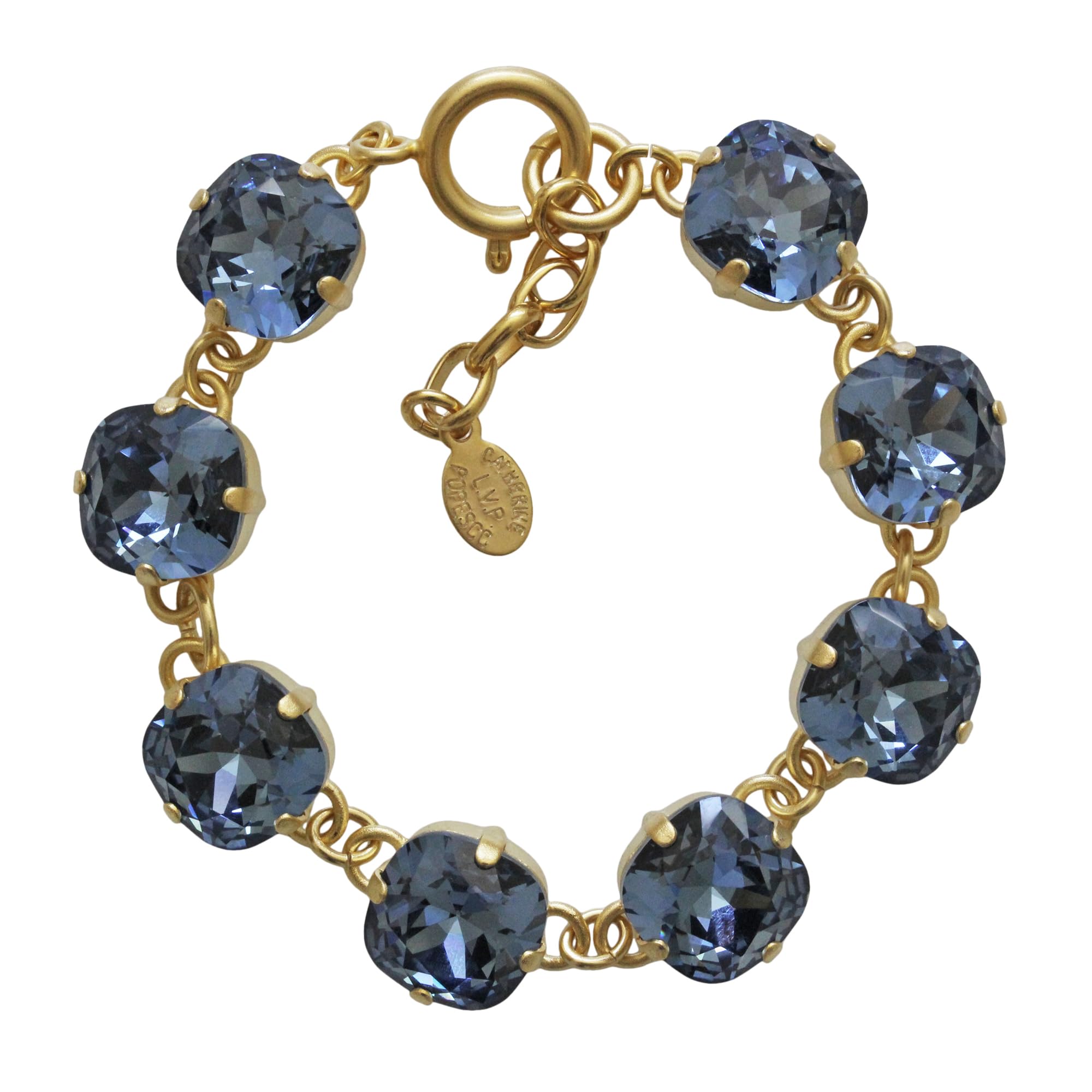 Catherine Popesco Goldtone Crystal Round Bracelet, Midnight Blue 1696G