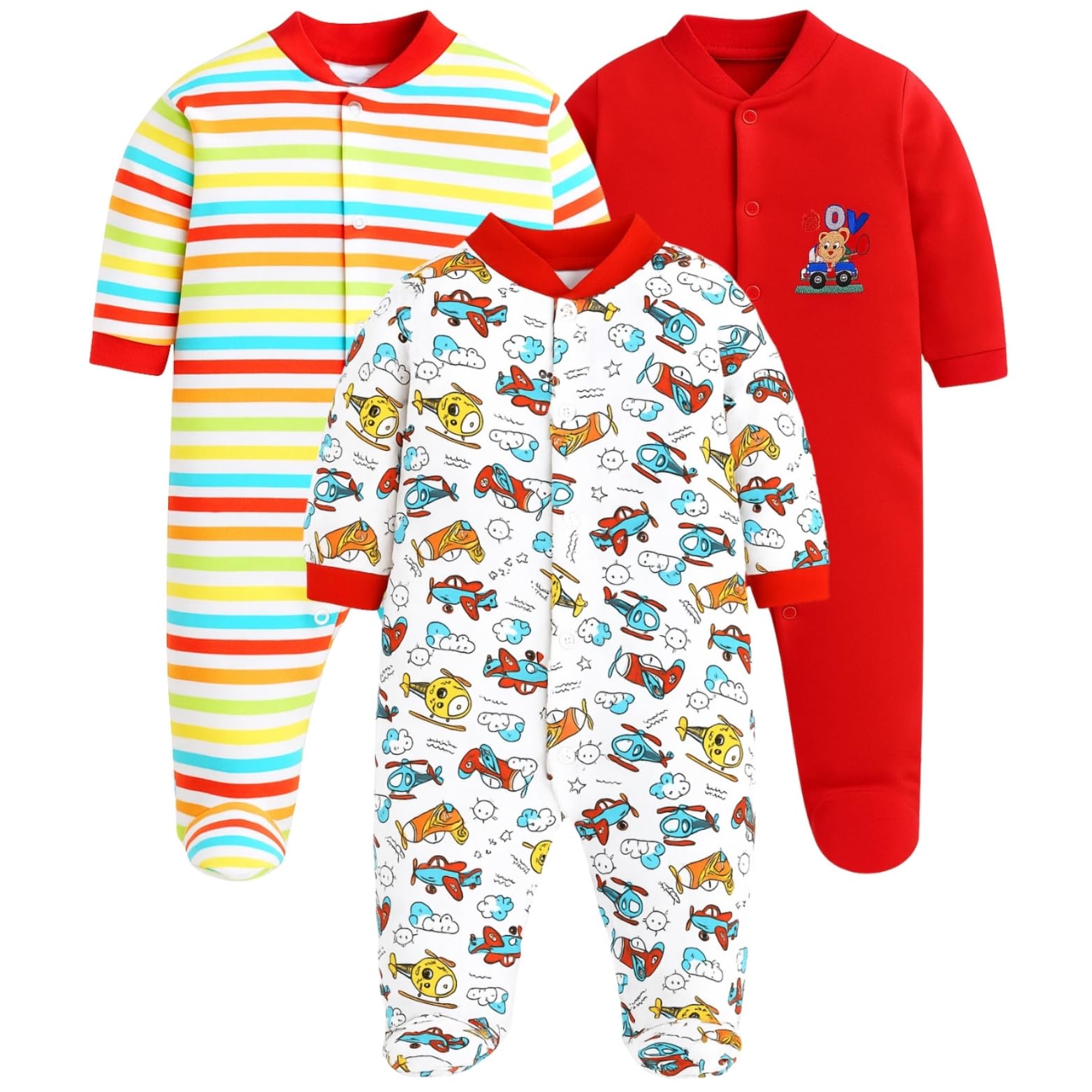 EIO® 100% Cotton Rompers Sleepsuits Jumpsuit Night Suits for Infants Newborn Baby Boys & Girls
