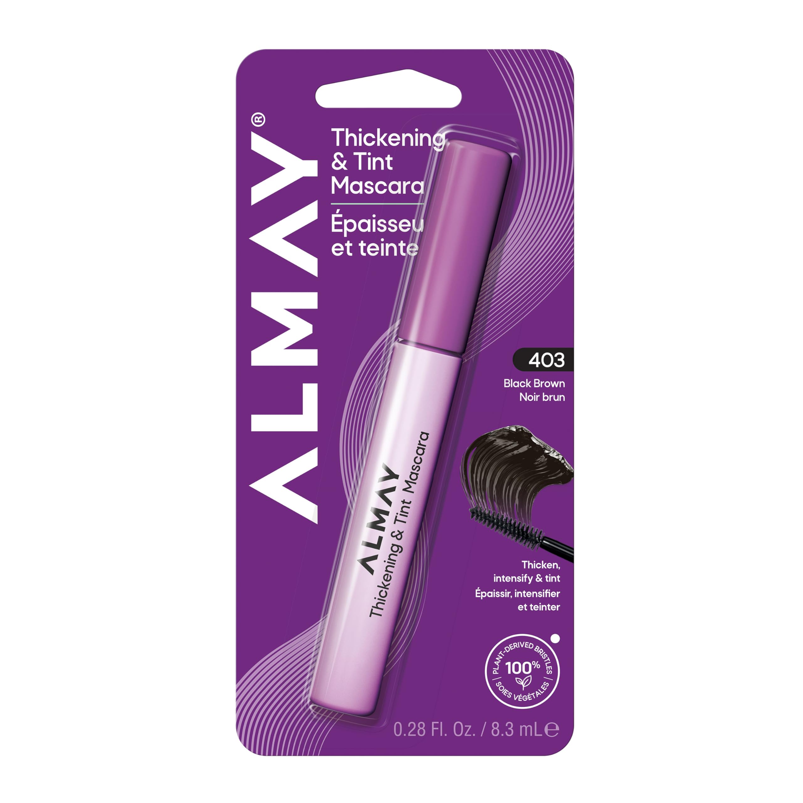 Almay Thickening & Tint Mascara, Nourishing Mascara, Hypoallergenic, 403 Black Brown