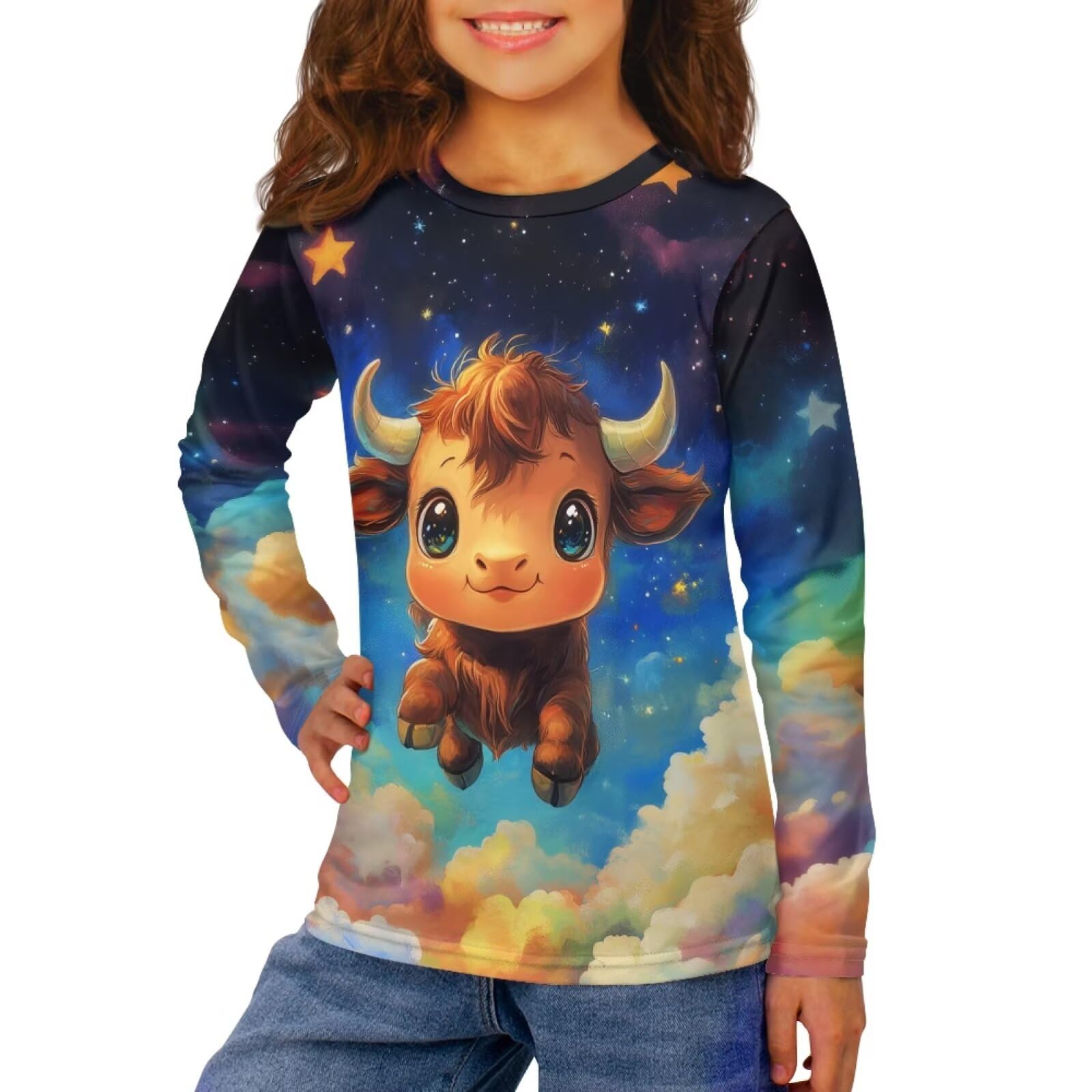 Long Sleeve Shirts for Girls Winter Tops 3-16t Cartoon T Shirts for Fall Clothes