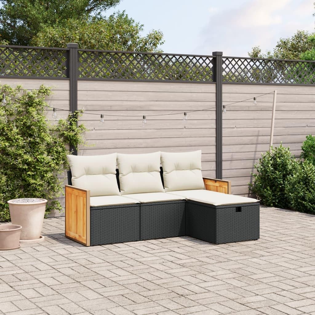 Pleciony rattan PE na taras i patio zestaw Czarny