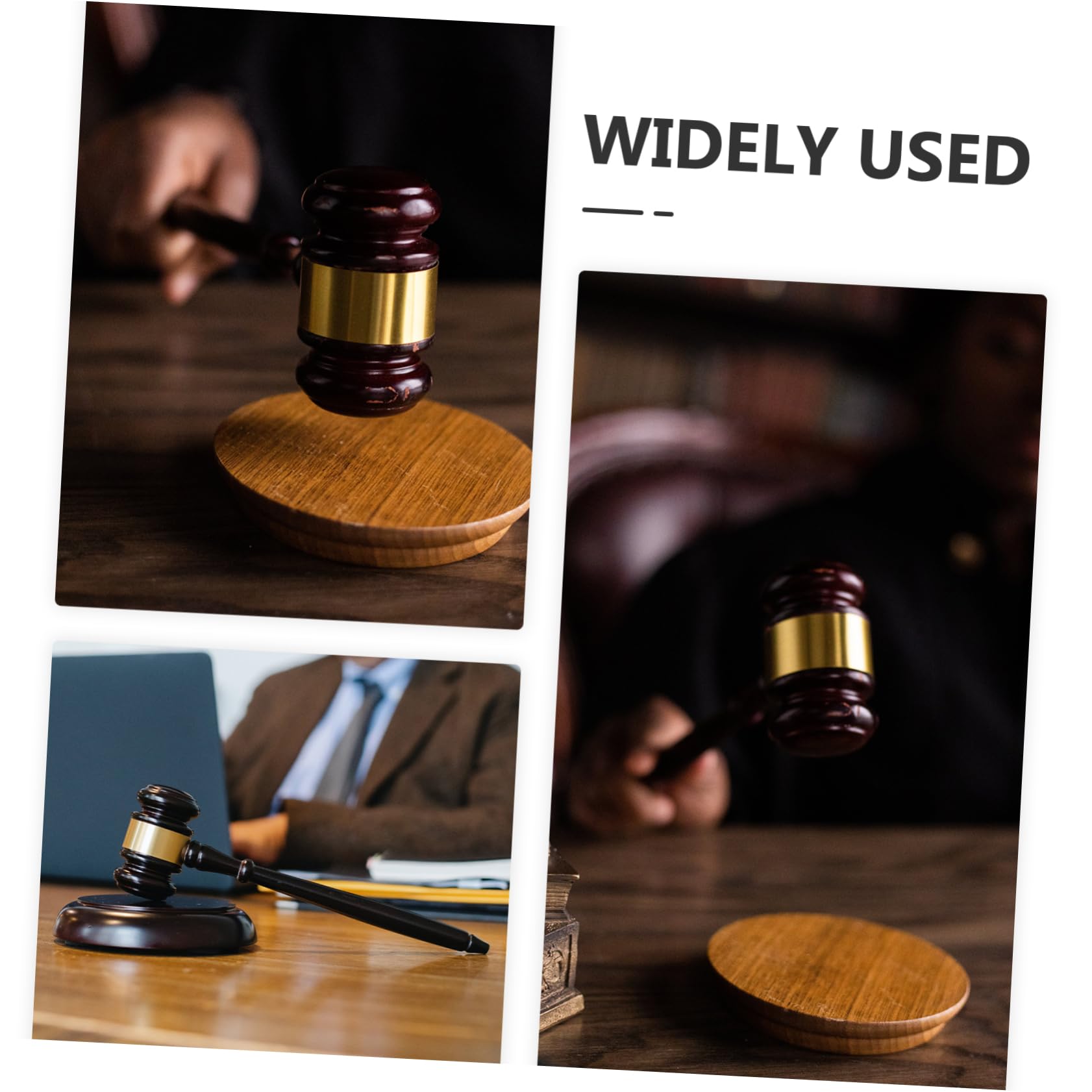 DOITOOL 2 Juegos Martillo de Juez de Madera de Haya con Base de Subasta Martillo de Abogado Elegante y Ergonomía Excelente