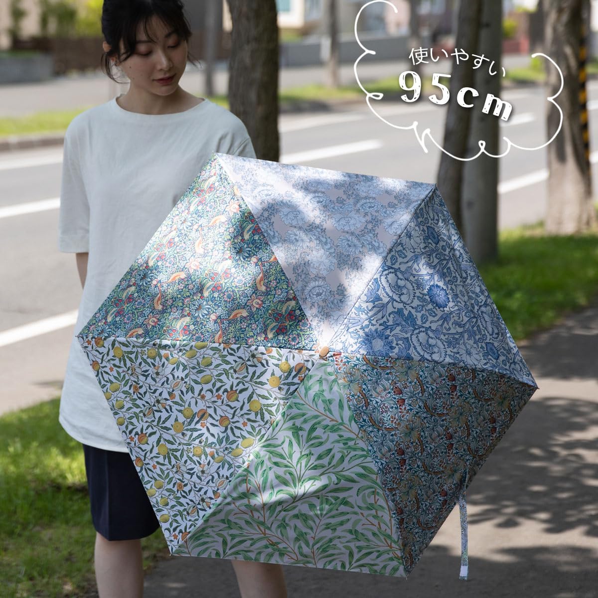 Amazon.co.jp: Jubilee ウイリアムモリス柄折り畳み傘 晴雨兼用 UV99