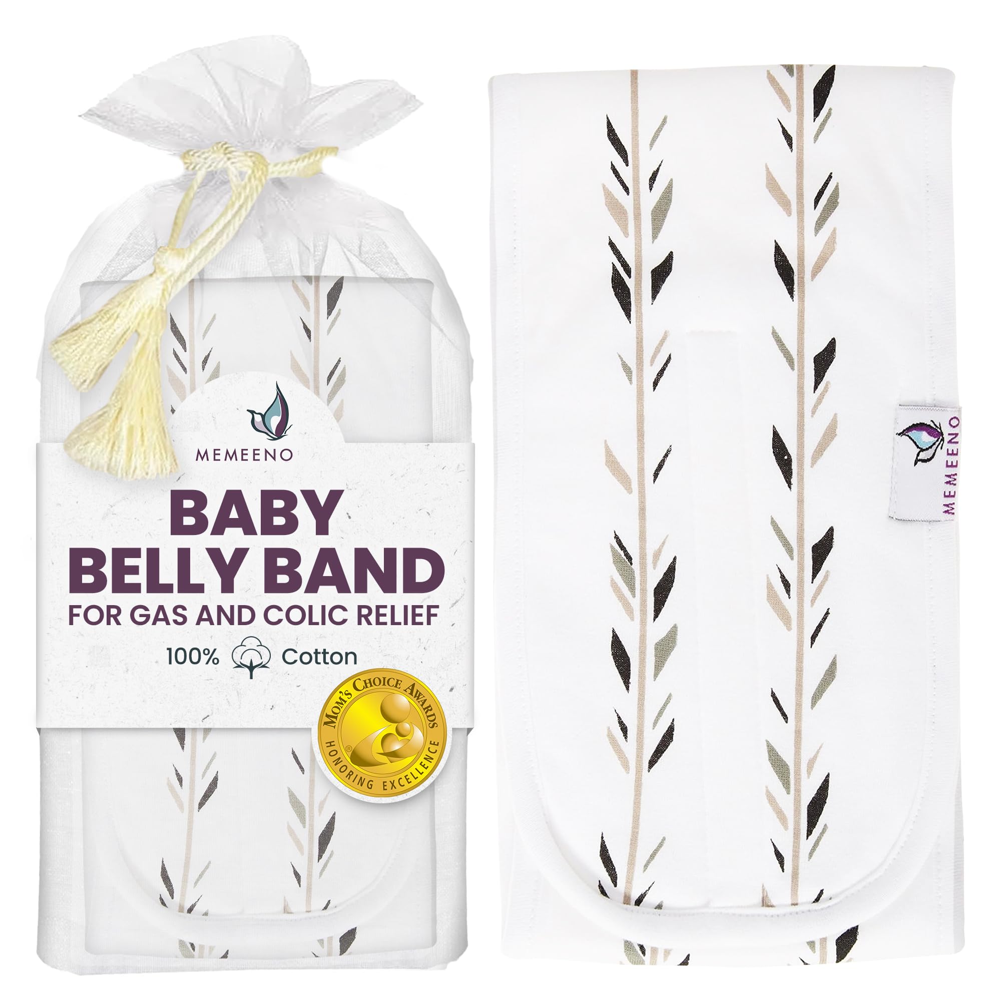 MEMEENO Baby Belly Band for Gas and Colic Baby Relief - Belly Band for Heating Pad for Colic, Heated Tummy Wrap, Feathers