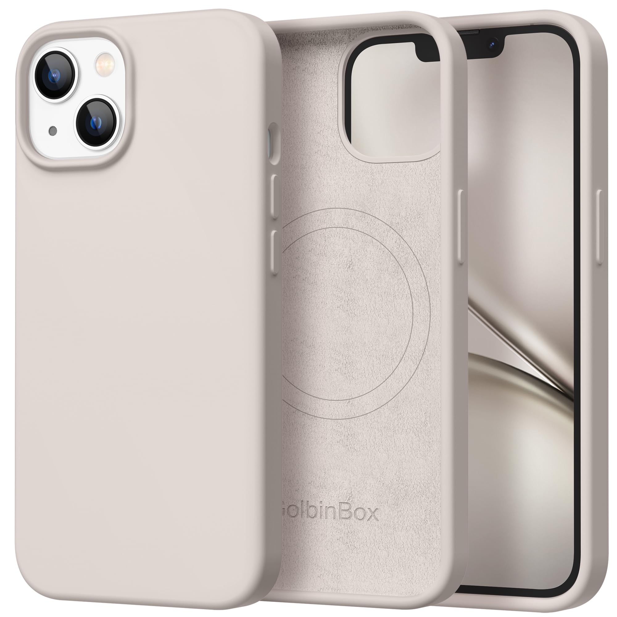 GolbinBox Magnetic for iPhone 13/14 Case, Silicone Cover, Stone