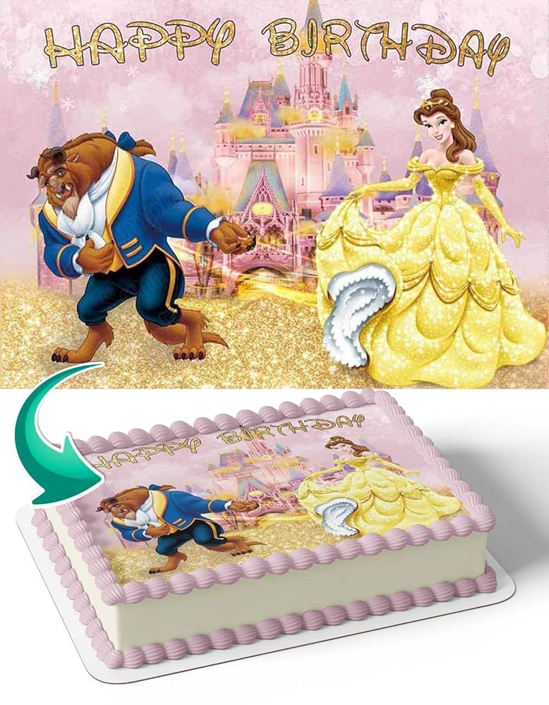 amazon-com-cakecery-beauty-and-the-beast-pink-edible-cake-image-topper-birthday-cake-banner-1-4-sheet-grocery-gourmet-food for Free Printable Beauty And The Beast Cupcake Toppers Amazon.com: CAKECERY Beauty and the Beast Pink Edible Cake Image Topper Birthday Cake Banner 1/4 Sheet : Grocery & Gourmet Food for Free Printable Beauty And The Beast Cupcake Toppers