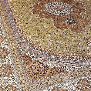 RUG Klassieke gele Perzische stijl tapijt Klassieke patroon handgemaakte zijde tapijt voor de woonkamer Ouzyu (Size…