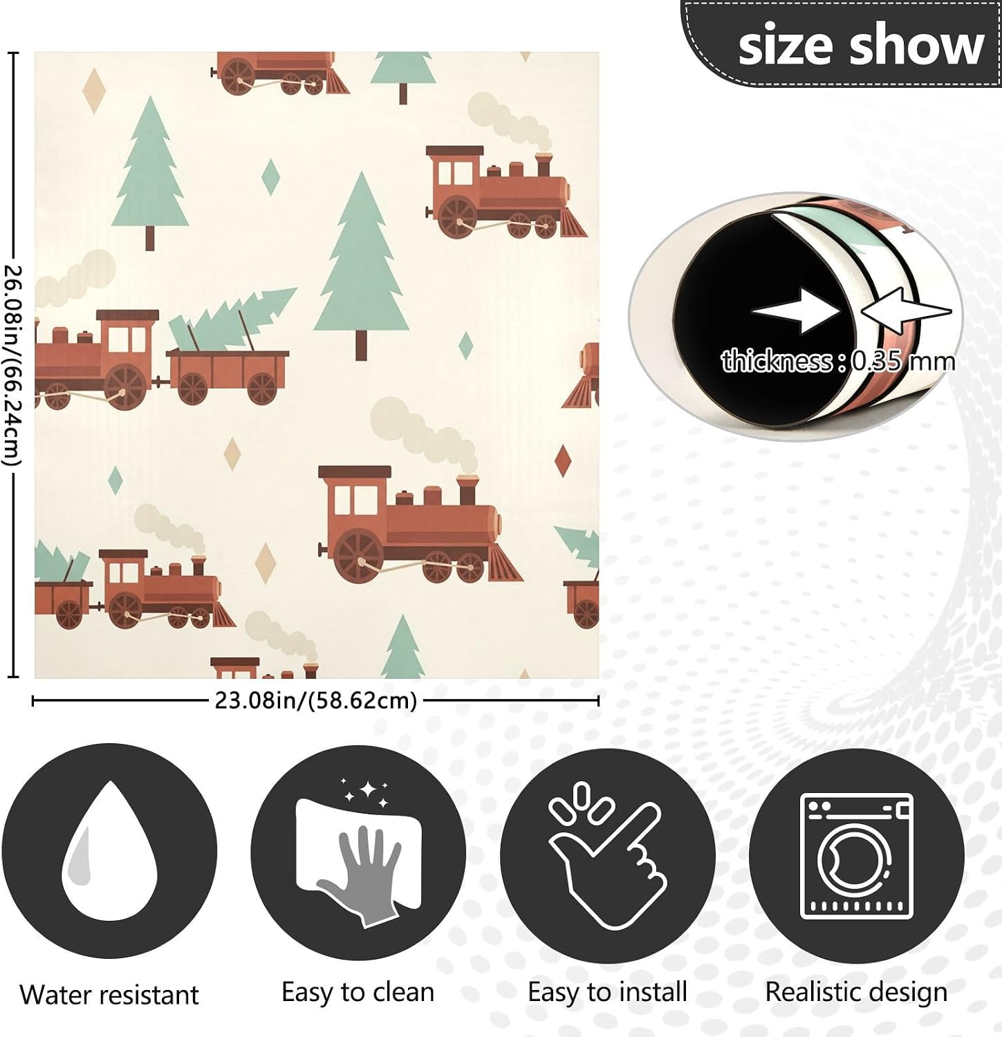 QUGRL Train Tree Diamonds Pattern Dishwasher Magnet Cover Front Door Decorative Refrigerator Covers Magnetic Sheet Sticker Wash Machine Fridge Panel Decal for Kitchen Appliance 23x26 in
