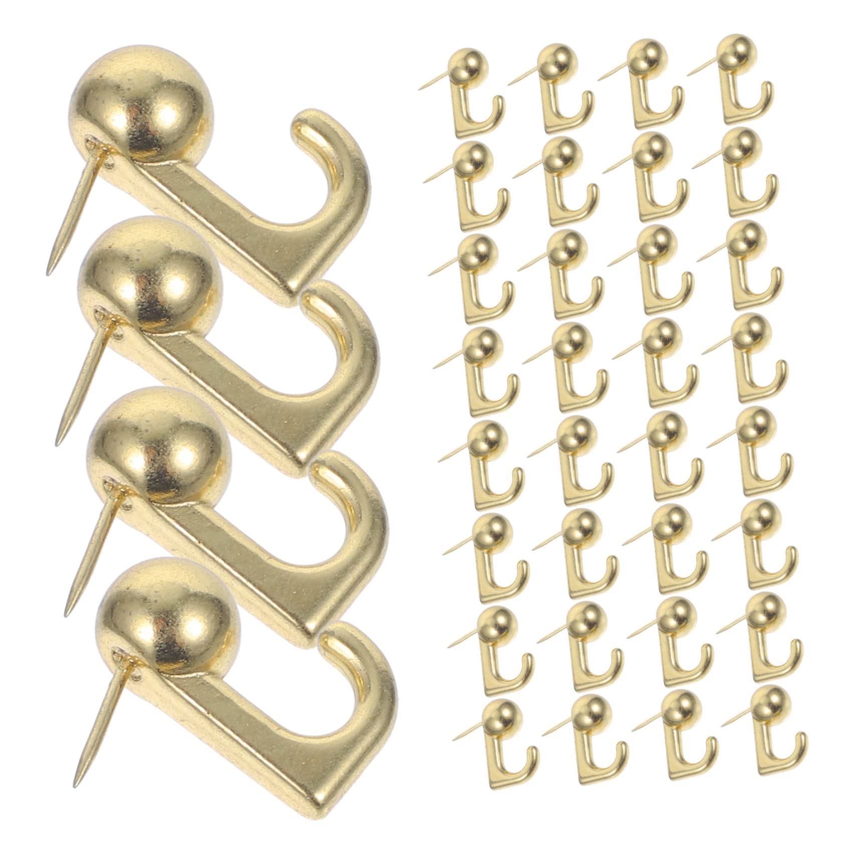 HOMSFOU 50 Pezzi Ganci in Lega di Zinco Color Oro Facili da Inserire e Resistenti per Appendere Immagini a Parete in Ufficio a Scuola