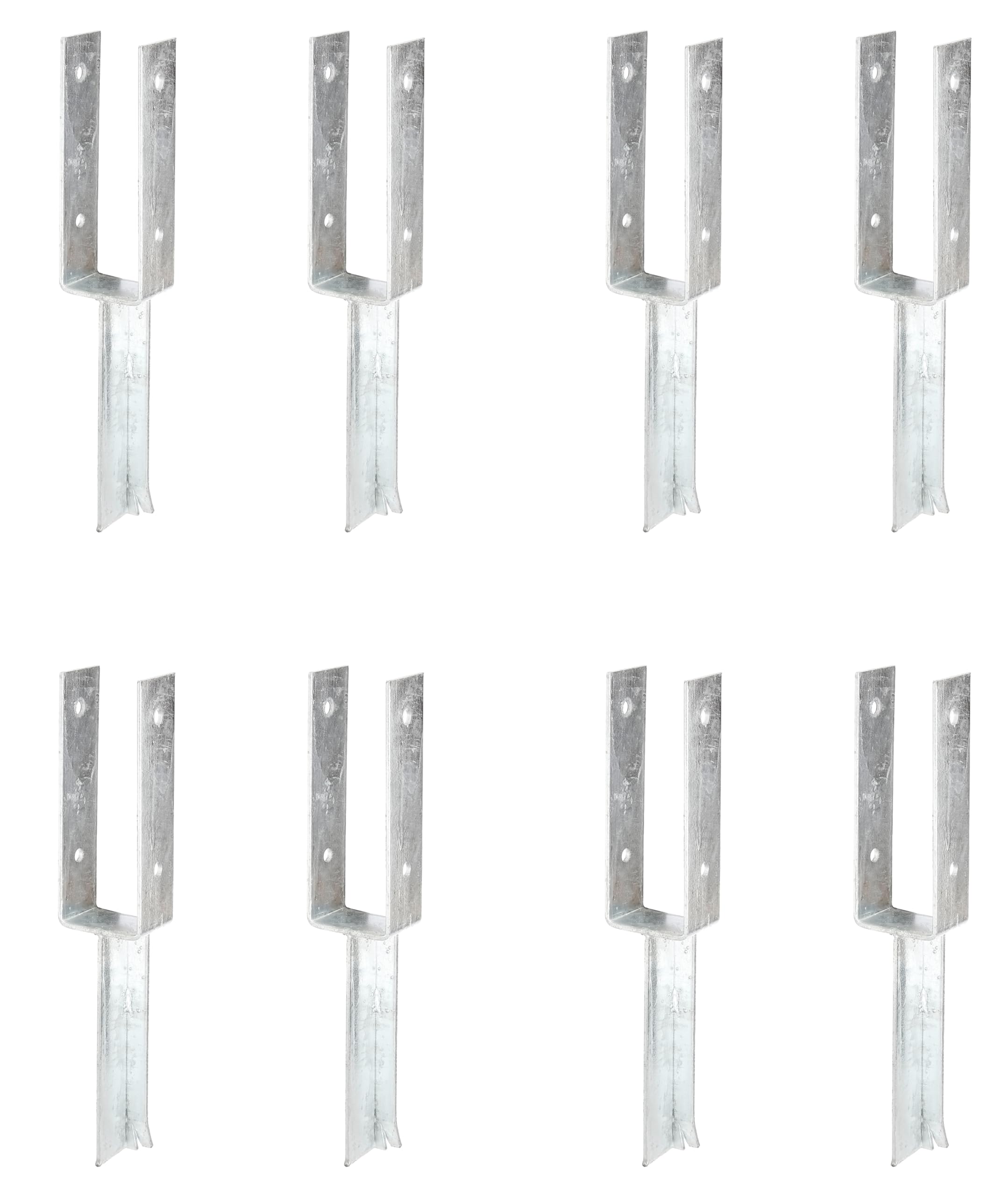 Alberts 8er Set U-Pfostenträger | mit Betonanker aus T-Eisen | feuerverzinkt | lichte Breite 71 mm | Länge Betonanker 200 mm