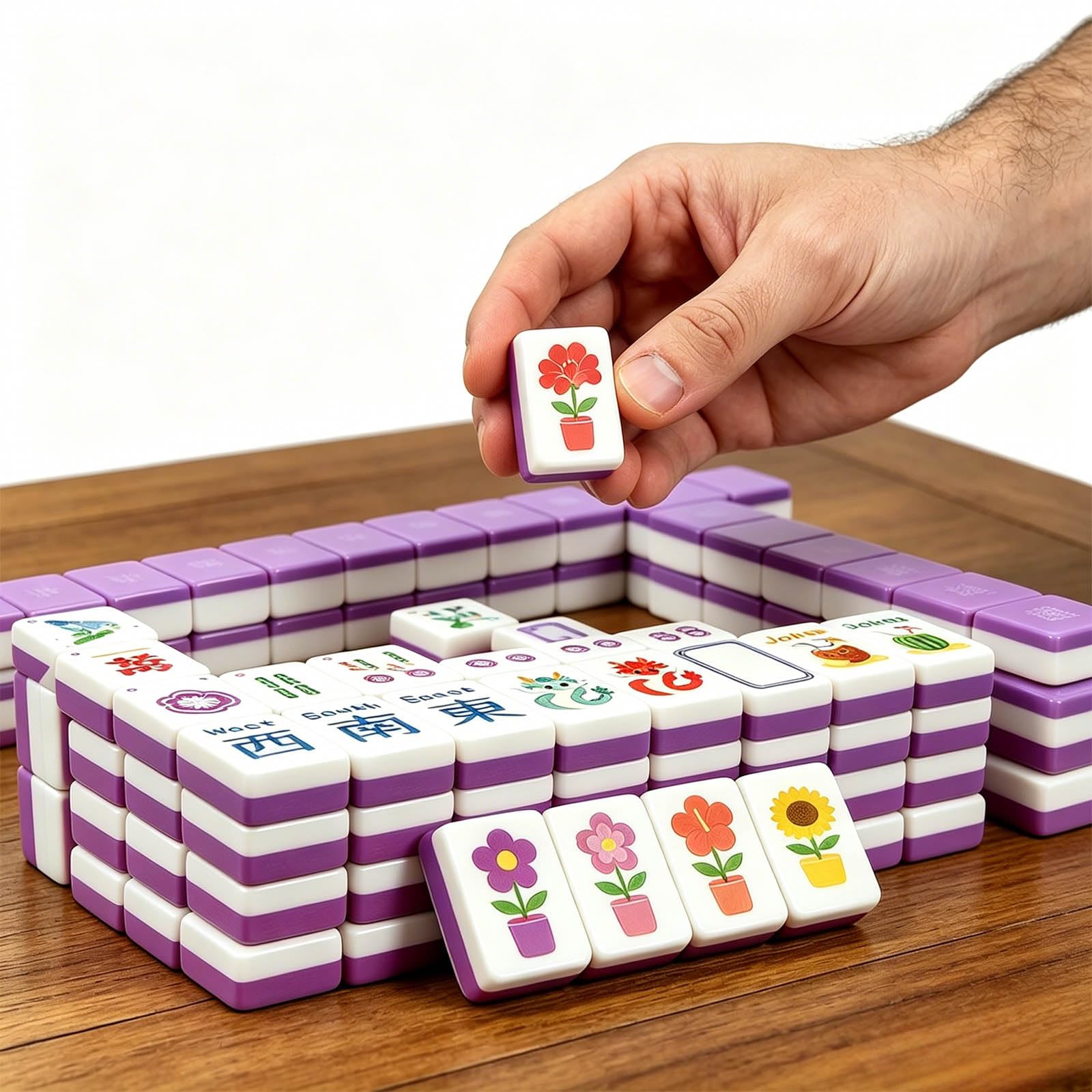 Generisch Mahjong galleggiante, gioco da tavolo tradizionale cinese, con sacchetto e dadi, per giochi d'acqua e spiaggia estiva (B)