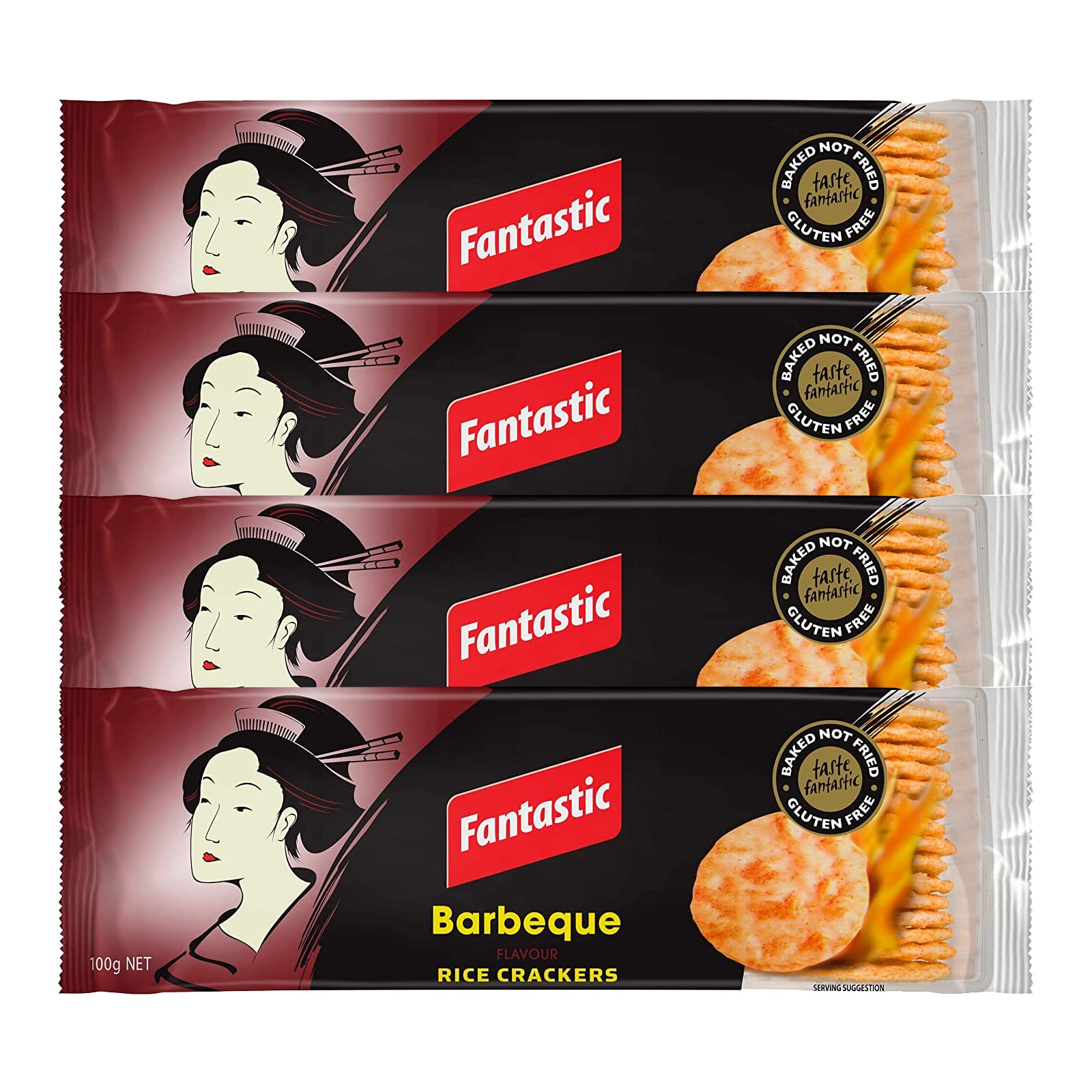 Fantastic Barbeque Rice Crackers 4 x 100 g