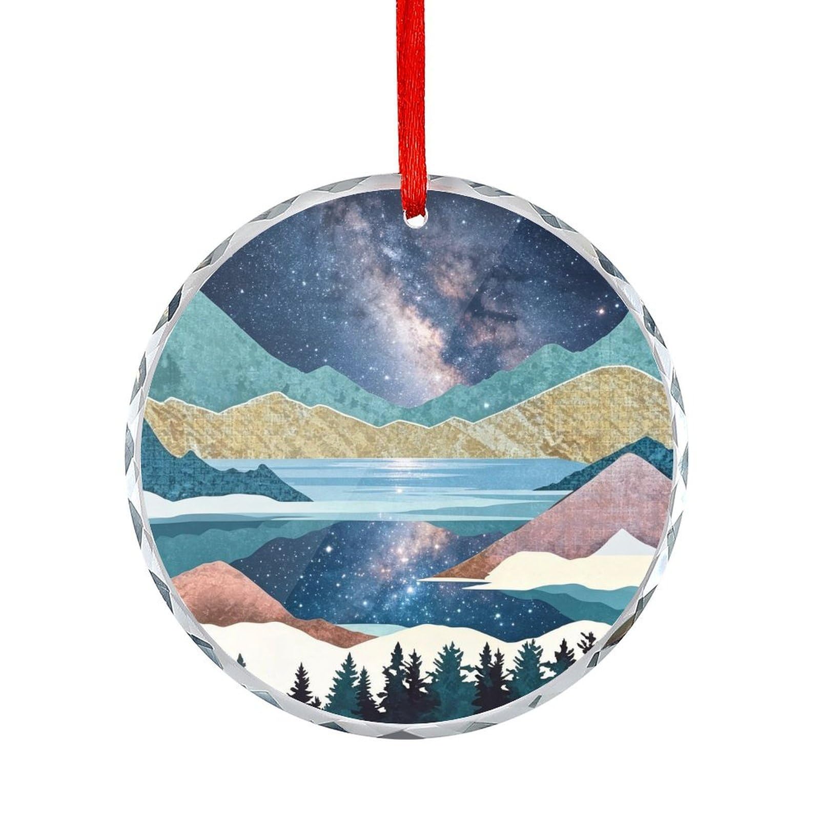 Btcowzrv Style Golden Mountain Round Ornament Hanging Pendant Decor