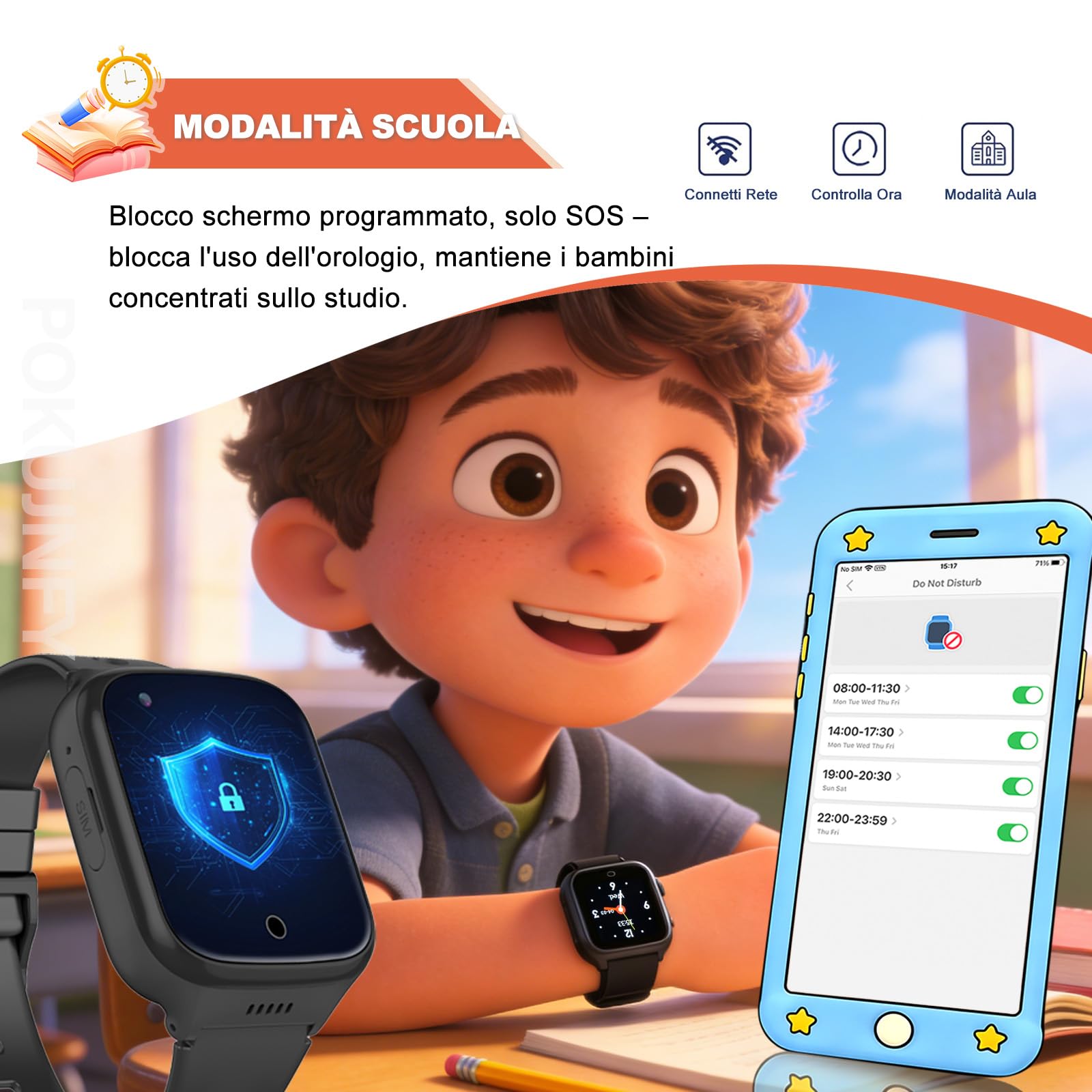 4G Smartwatch Bambini per Bambino Bambina - GPS Localizzatore Videochiamata Telefono Chat Vocale SOS Calcolatrice Sveglia Giochi Contapassi - Digitale Orologio Smartwatch Bambini Regali