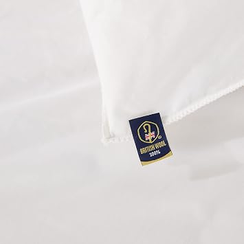 Slumberdown Wonderful Wool Double Duvet - Temperature Regulating 10-14 Tog Heavyweight Warm Winter Quilt, 2 Wool Pillows - 100% British Wool, Soft Cotton Cover, Easy Care, Size (200cm x 200cm)