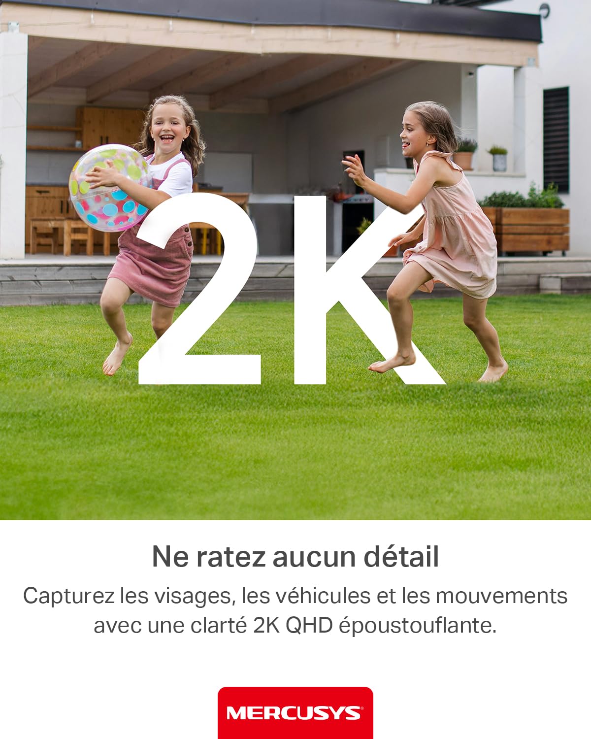 MERCUSYS Caméra de Surveillance WiFi extérieur 360° 2K 3MP, Vision Nocturne Couleur, Détection de Personne et Suivi de Mouvement, Étanche IP65, Alarme sonore Personnalisable, MC510