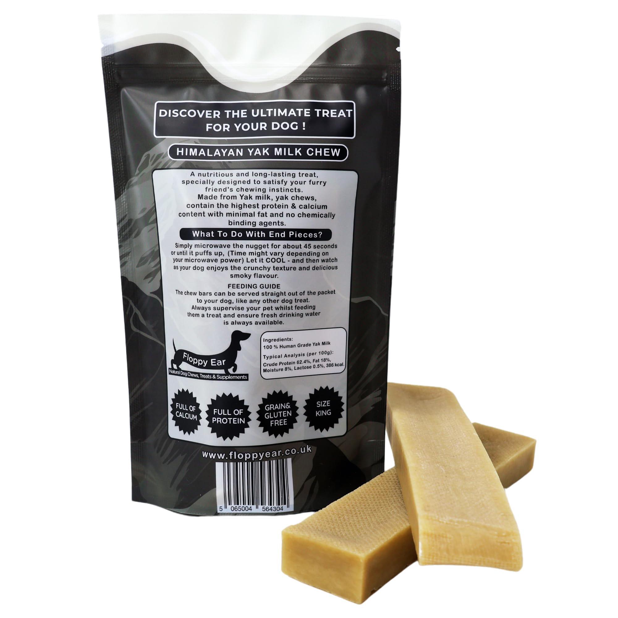 Floppy Ear Himalayan Yak Chews, Milk-Based Dog Treats, King (Pack of 2), Protein & Calcium Rich Long Lasting Dental Sticks - Image 2