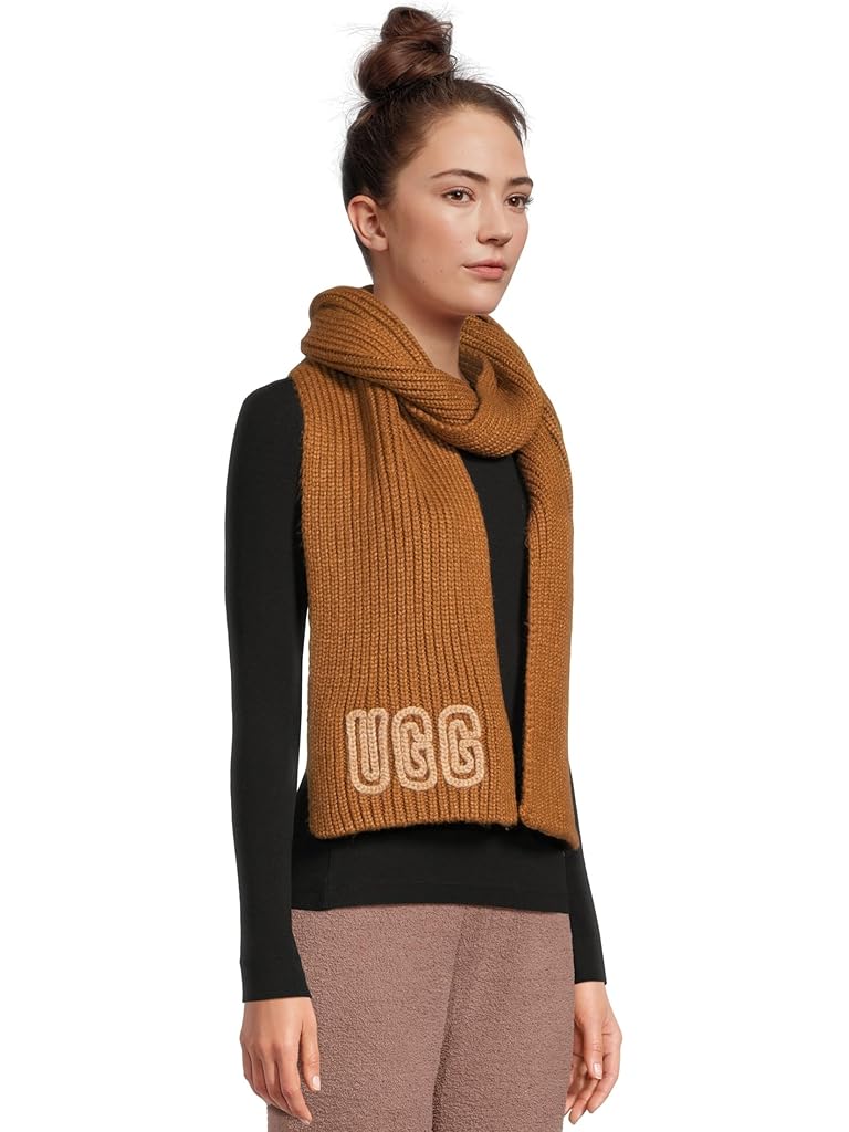 Red UGG Crafted Chunky Rib Scarf