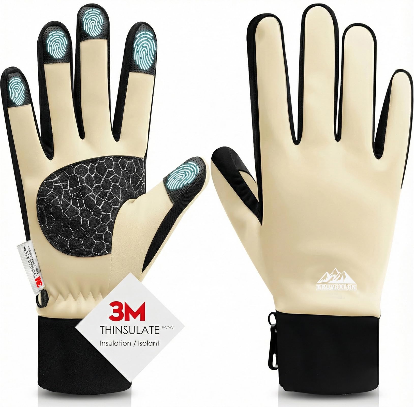 Bruvoalon Winter Gloves for Women &amp; Men, 3M Thermal Insulation, Lycra Fabric, Touchscreen, Anti-Slip