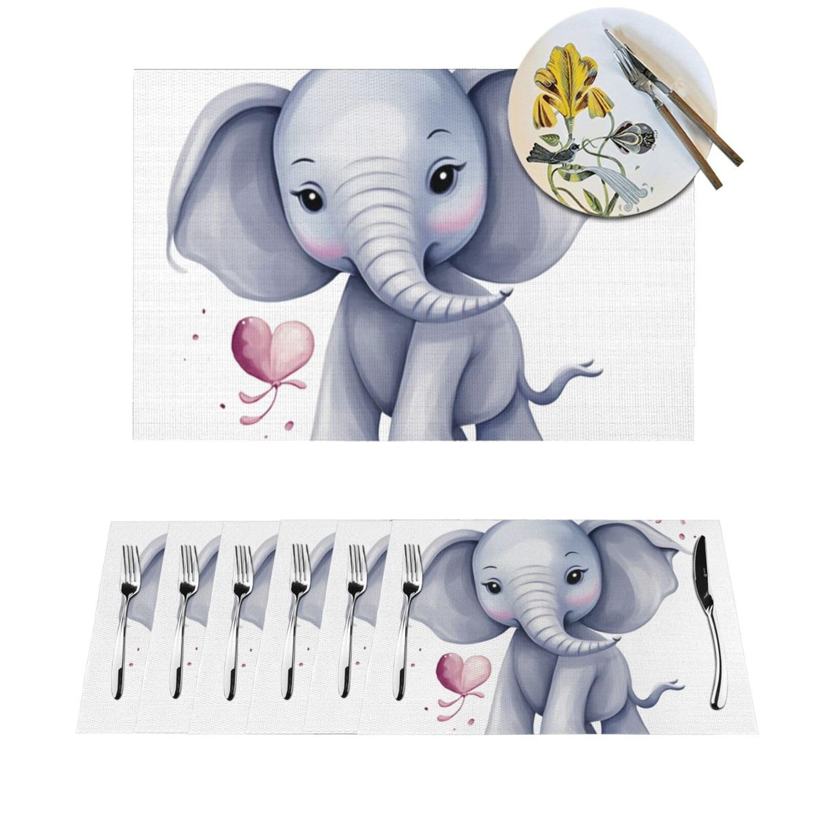 Tapis de table éléphant pour repas en extérieur et cuisine