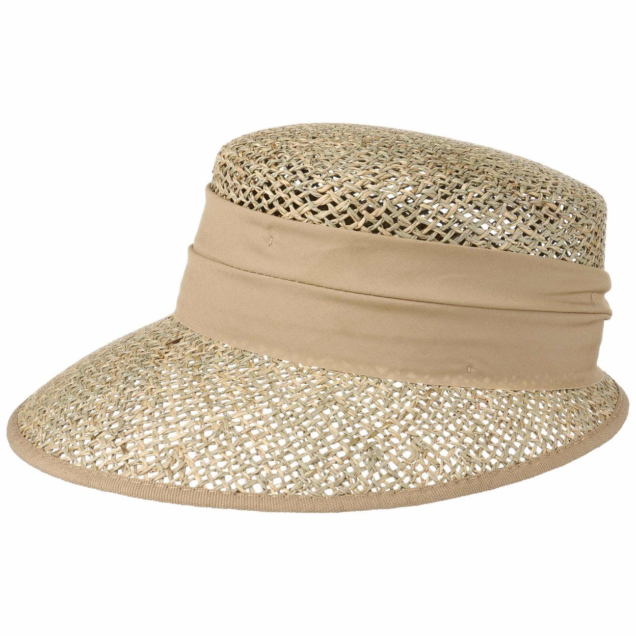 Lipodo Breezy Straw Cap Beach Style Wide Visor Made in Italy Women Summer Spring Nature-Beige One Size