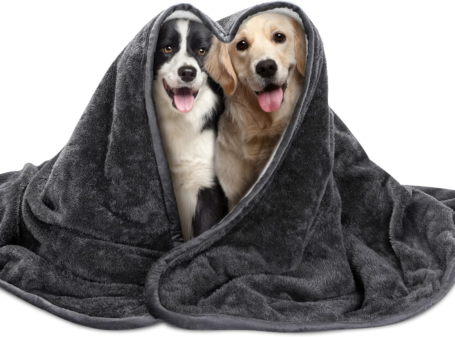 Nobleza Waterproof Dog Blanket, 50" × 60" Reversible Super Soft Warm Fluffy Sherpa Fleece Dog Couch Bed Protector, Urine Proof Washable Outdoor Pet Blanket for Small Medium Large Dogs & Cats, Grey Dark Grey 50" × 60"