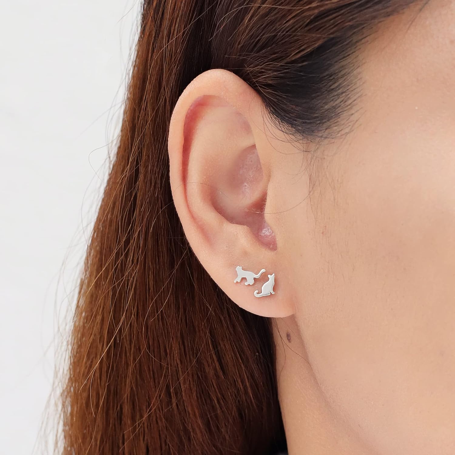 Boma Jewelry Sterling Silver Cat Mismatched Stud Earrings - Image 2