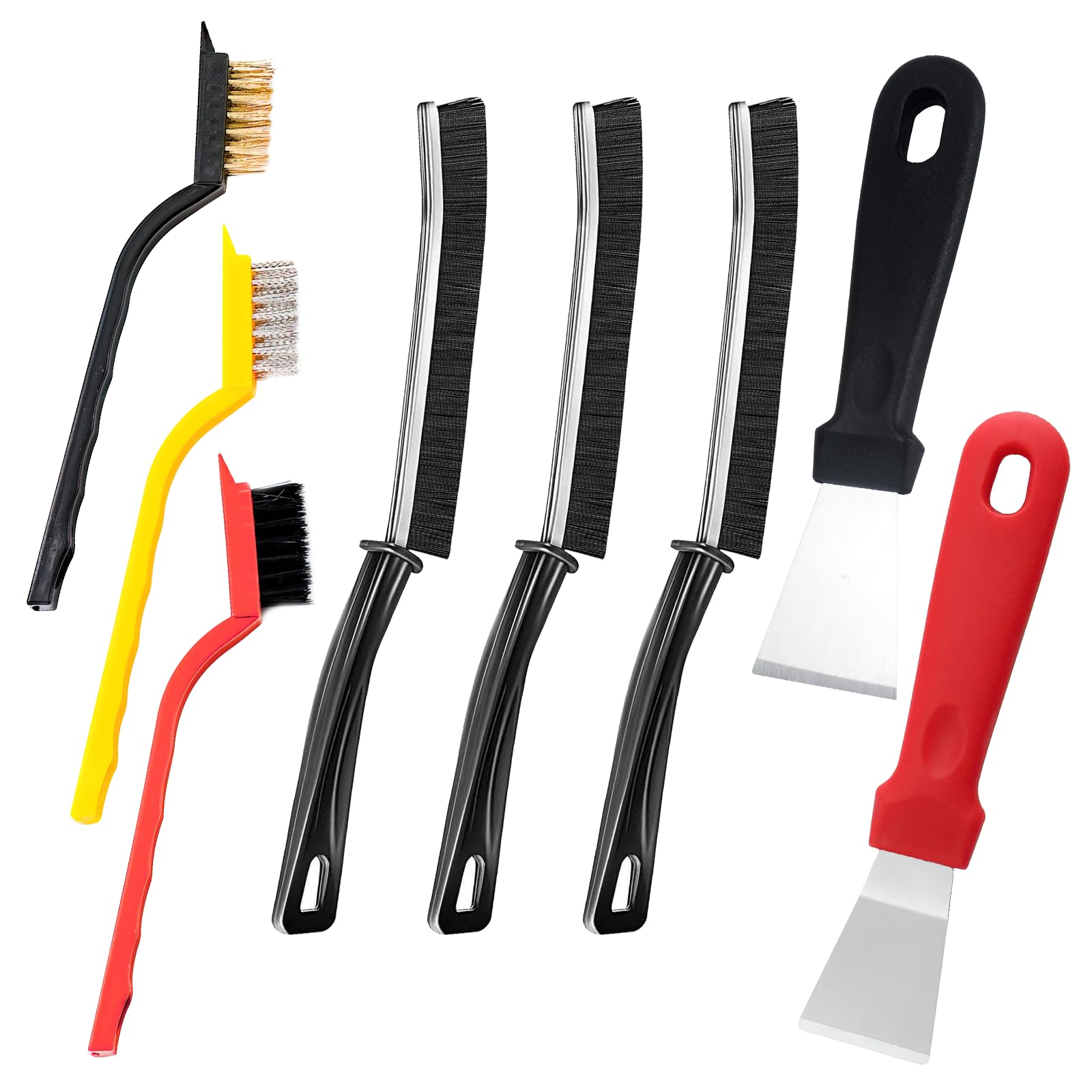 Ninnyi 8Pcs Hard Bristle Crevice Cleaning Brush Set, Curved Thin Bristled Magic Gap Cleaning Brush Tool