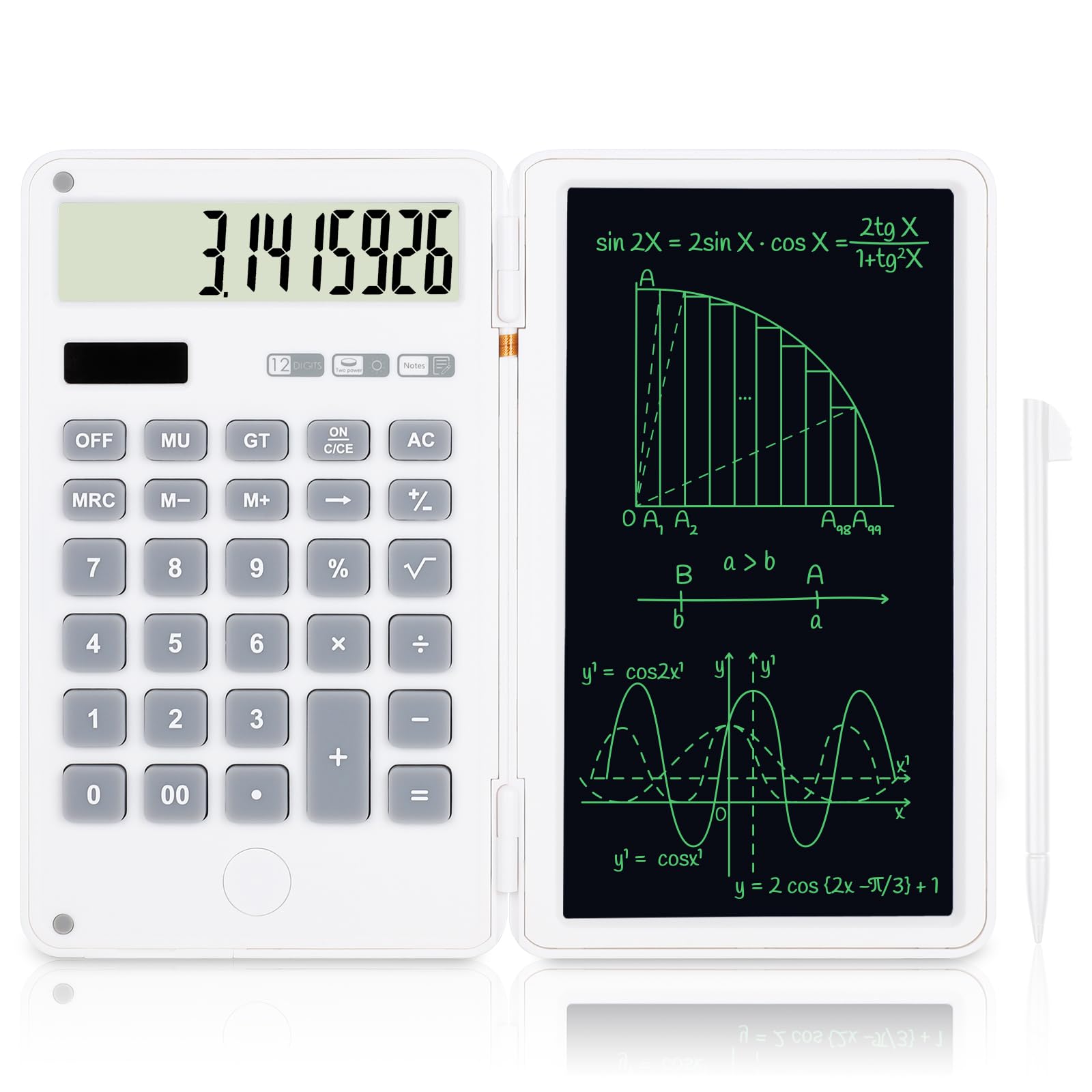 Ufficio Scuola Silenziosa Calcolatrice SISYS Con Lavagna LCD 6'' - 12  Cifre, Doppia Alimentazione, Con Penna E Funzione Blocco Schermo  Calcolatrice 12 Cifre, image size:1600x1600