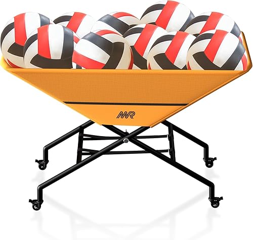 MR Carrito plegable de voleibol, carrito portátil de hamaca, carrito de voleibol con ruedas, cesta de voleibol rodante, almacenamiento de pelota de