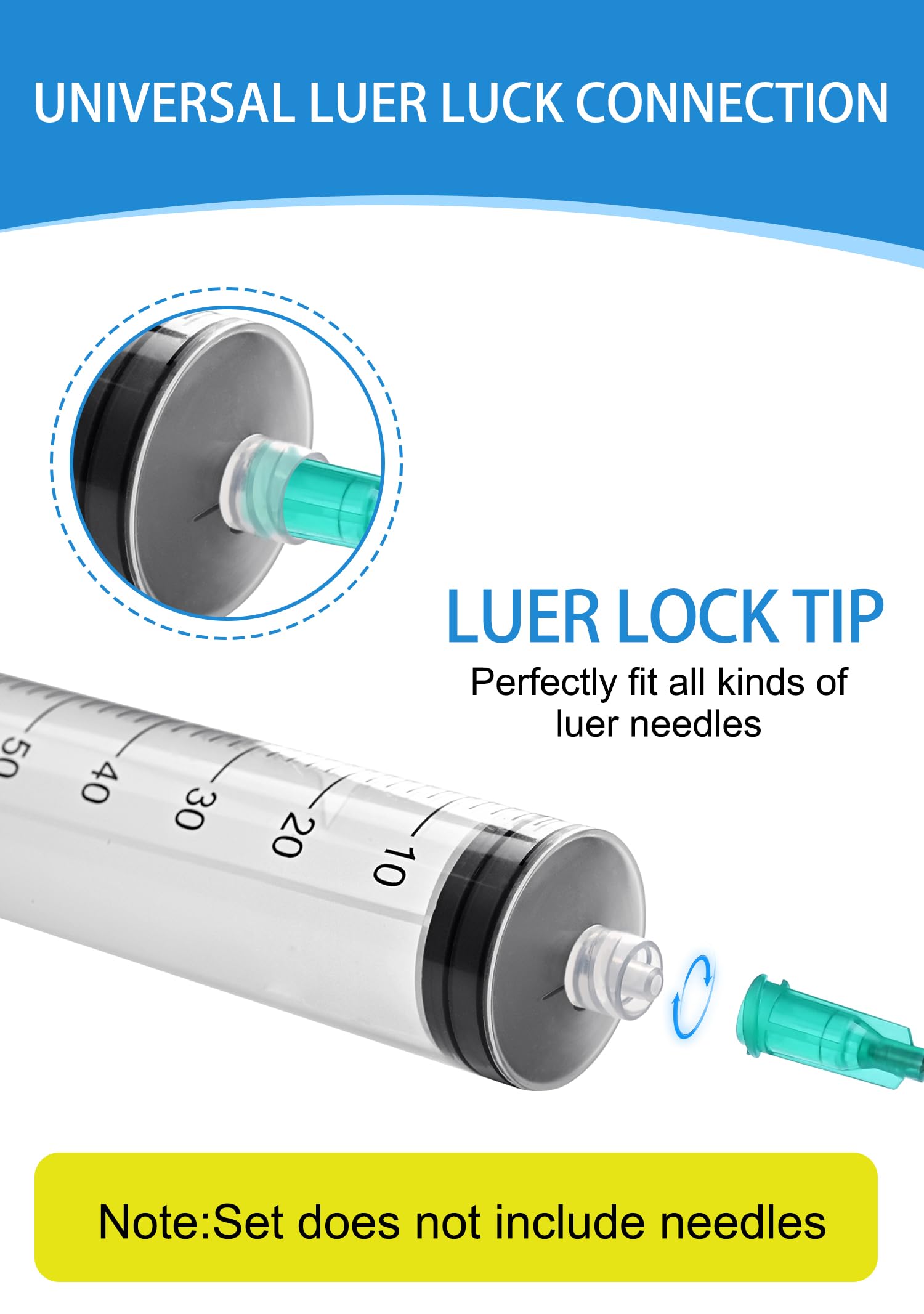Luer Lock Syringe 60ml - Sterile Disposable Syringes 10 Pack