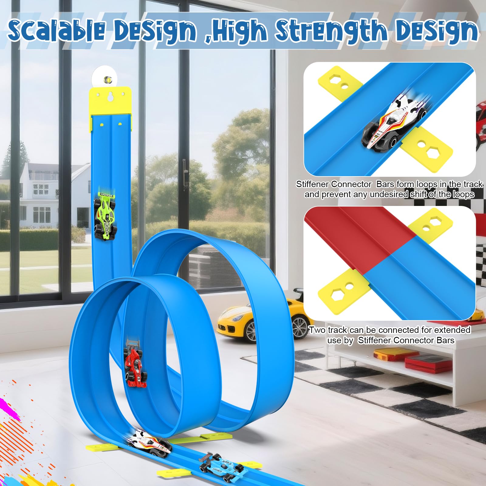 Speed Race car track,Flexible Race Car Ramp Track with 4 Small Race cars, 15FT(4.6M) Racetrack for Ages 3 & Up - Image 2