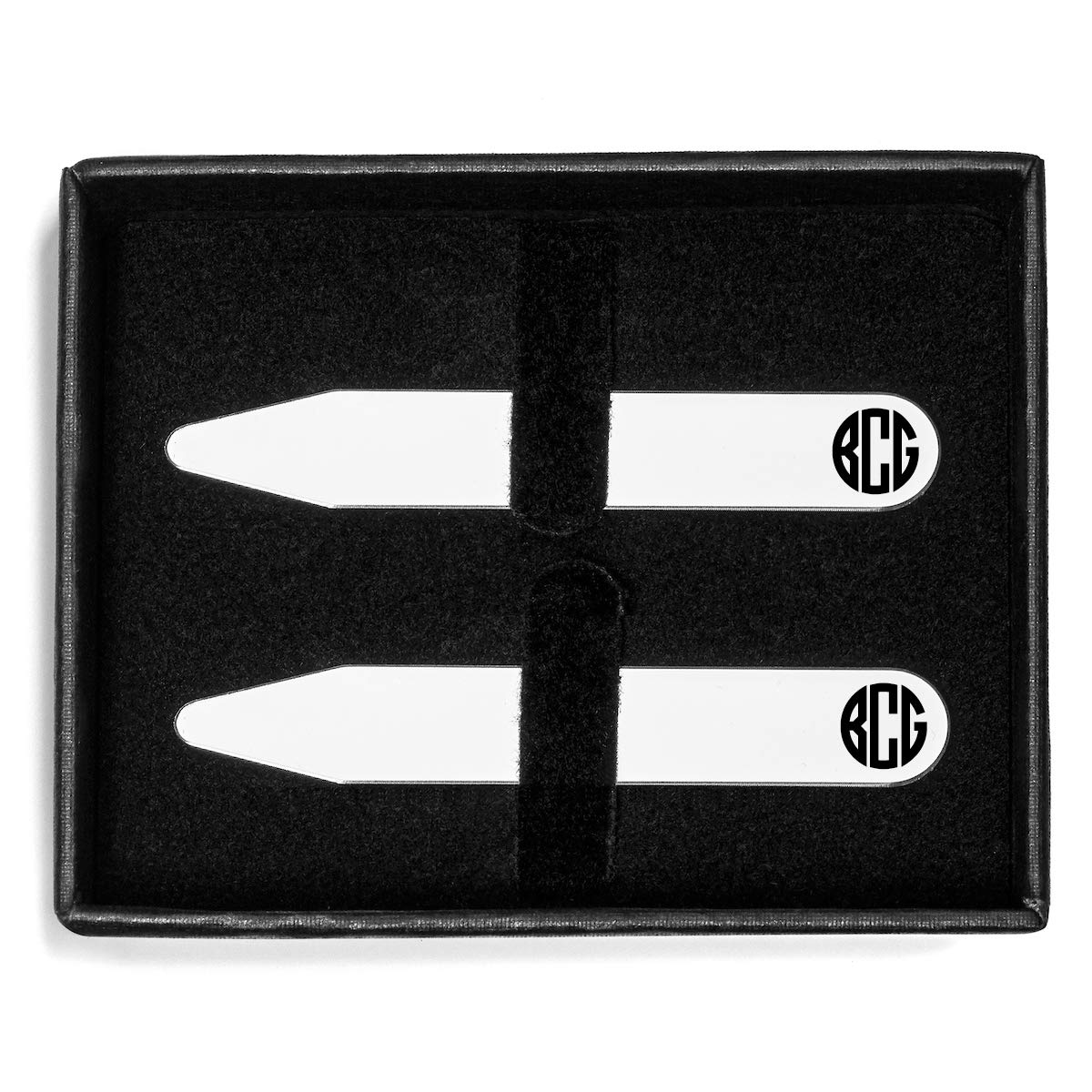 Amazon.com: Monogram Engraved Collar Stays Set In Gift Box Custom  Personalized : Clothing, Shoes \u0026 Jewelry