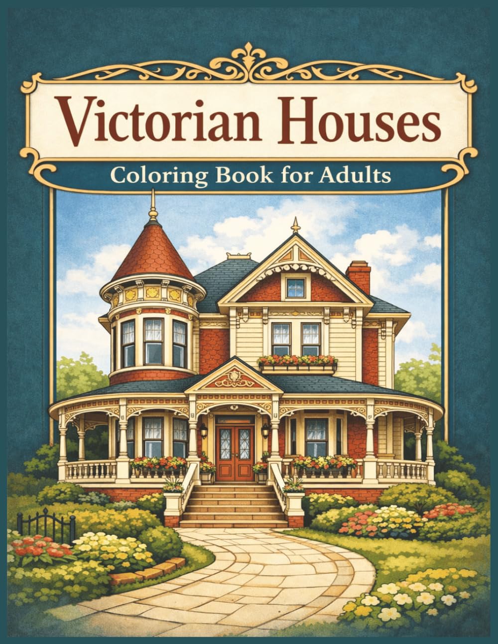 Victorian Houses Coloring Book for Adults: Elegant Historic Homes, Ornate Architecture, Porches, Towers, and Classic Facades for Relaxation and Creative Coloring