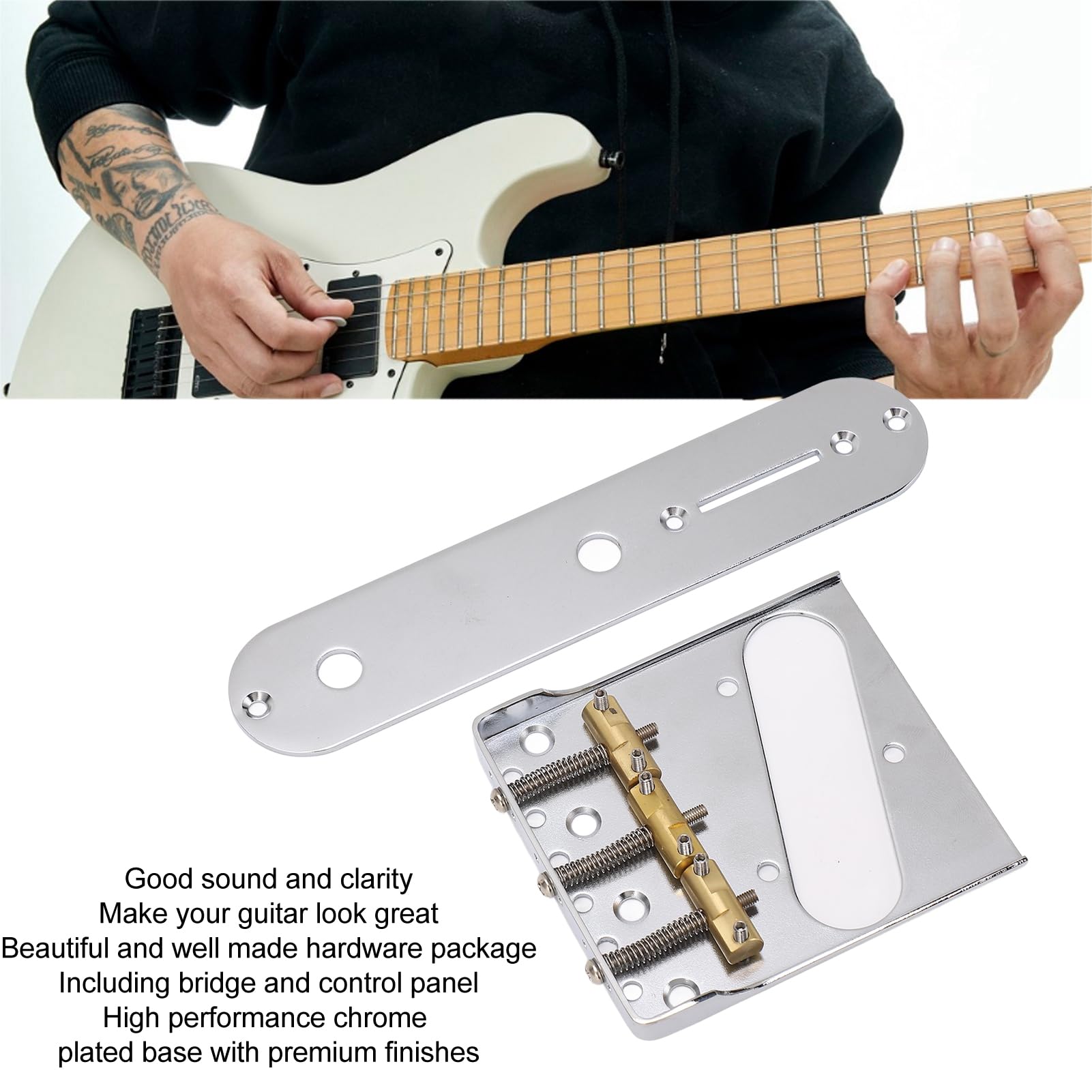 Vintage Guitar Bridge Brass 3 Siodło z płytą sterującą elektryczną wymianą gitary dla gitar w stylu telewizji Wysoka wydajność Chromowane wykończenia premium