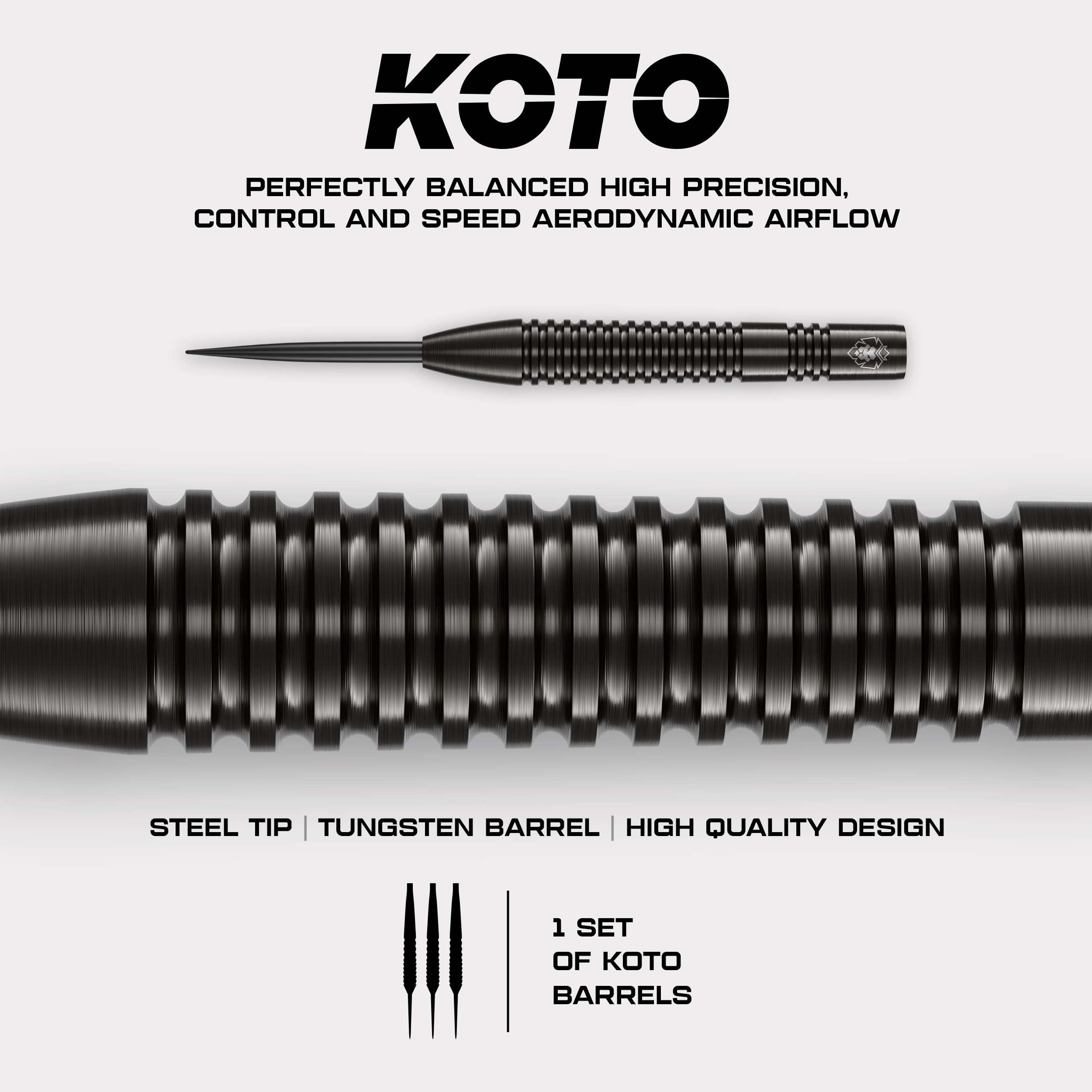 KOTO – Sting Black Tapered 90% Tungsten Rzutki, 28G, Czarny, Steel Tip