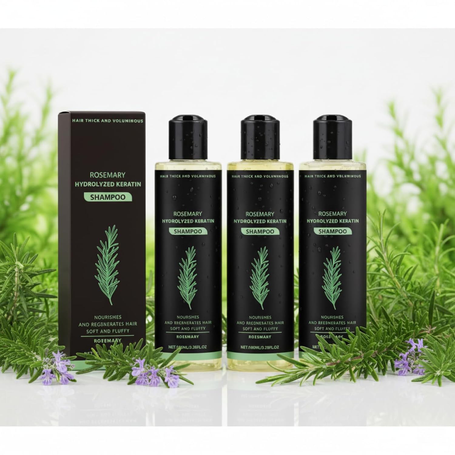 Rosemary Shampoo for Hair Growth & Thickening with Hydrolyzed Keratin, Vitamin C | Moisturizing for Dry, Damaged Hair | Strengthens, Reduces Breakage, Adds Volume, 100ml (3)
