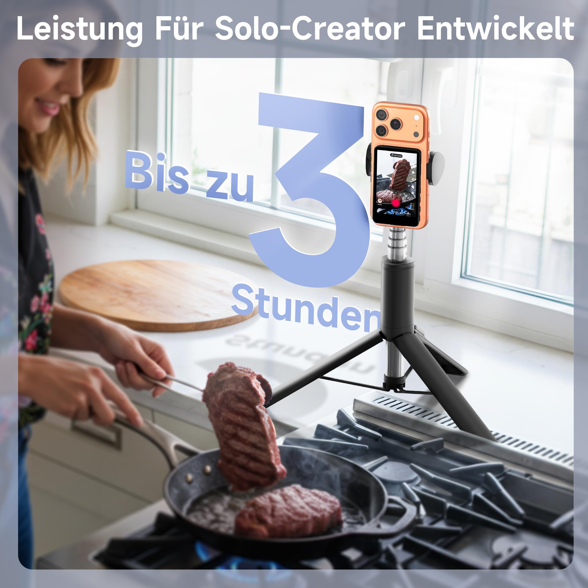 SYNCO XView Handy Selfie Monitor, Magnetischer Smartphone Vlog Bildschirm für iPhone & Android Rückkamera Kabellos 50M 3H Akku, mit Lautsprecher für TikTok YouTube Livestream (Schwarz)