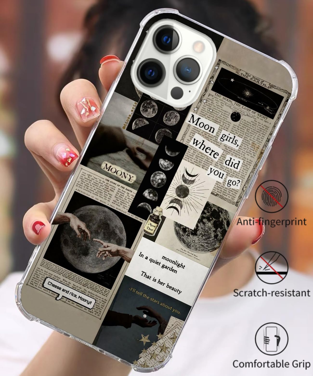 Ricin Relun Vintage Celestial Sun Moon Star Collage Phone