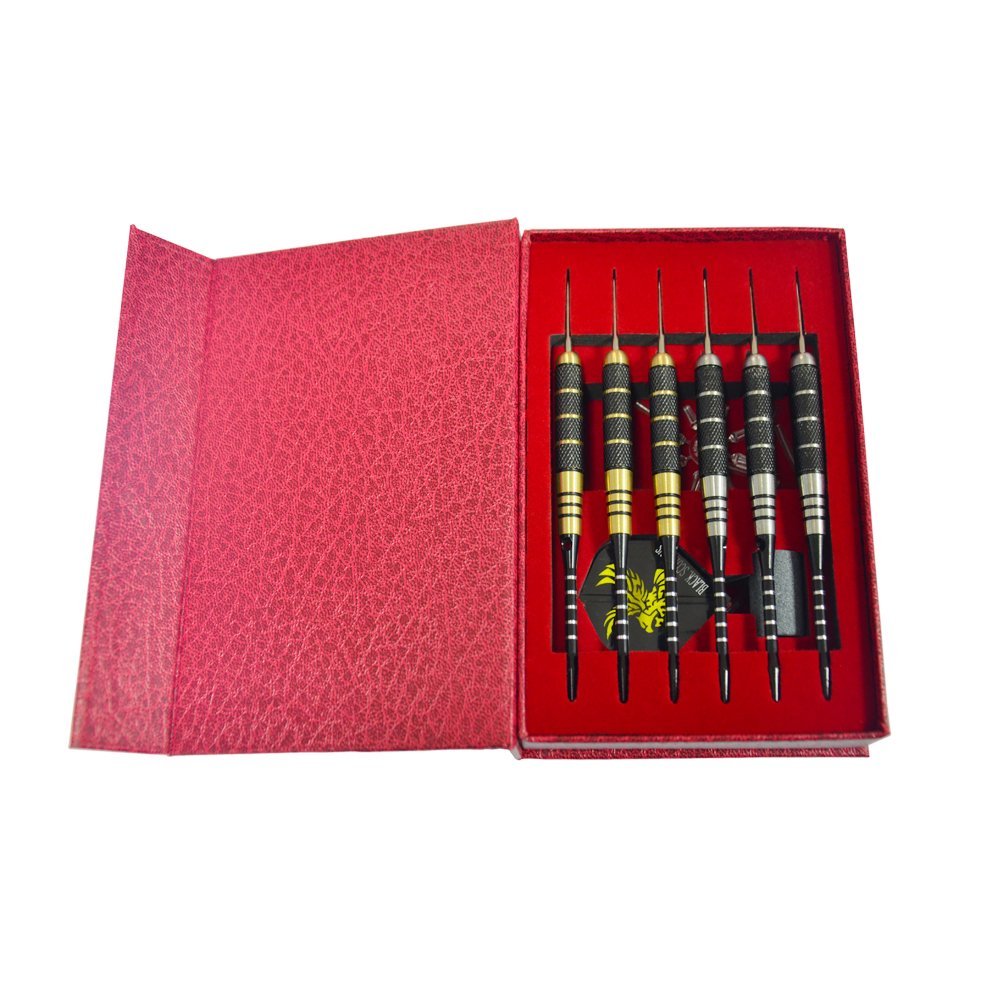 6-Pack Steel Tip Dart Sets, Golden/Silver Darts, Brass/Steel Barrels Aluminum shafts with Additional Accessories, Replaceable, Elegant Gift Case