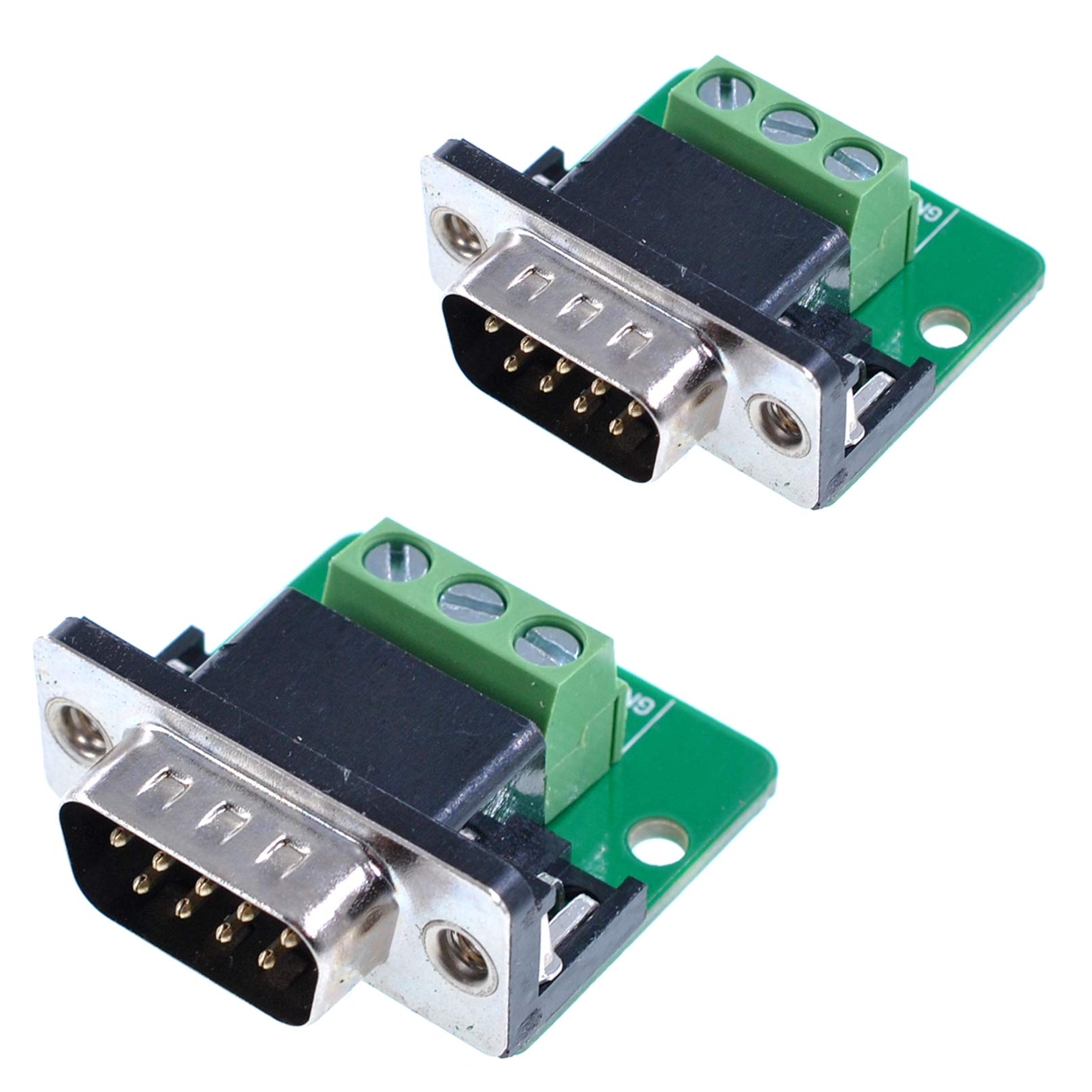 Ganasome 2Pcs DB9-M3 Male 9Pin Riveting Adaptor RS232 Serial to RXD TXD GND Terminal Connector Signal Module Free Welding